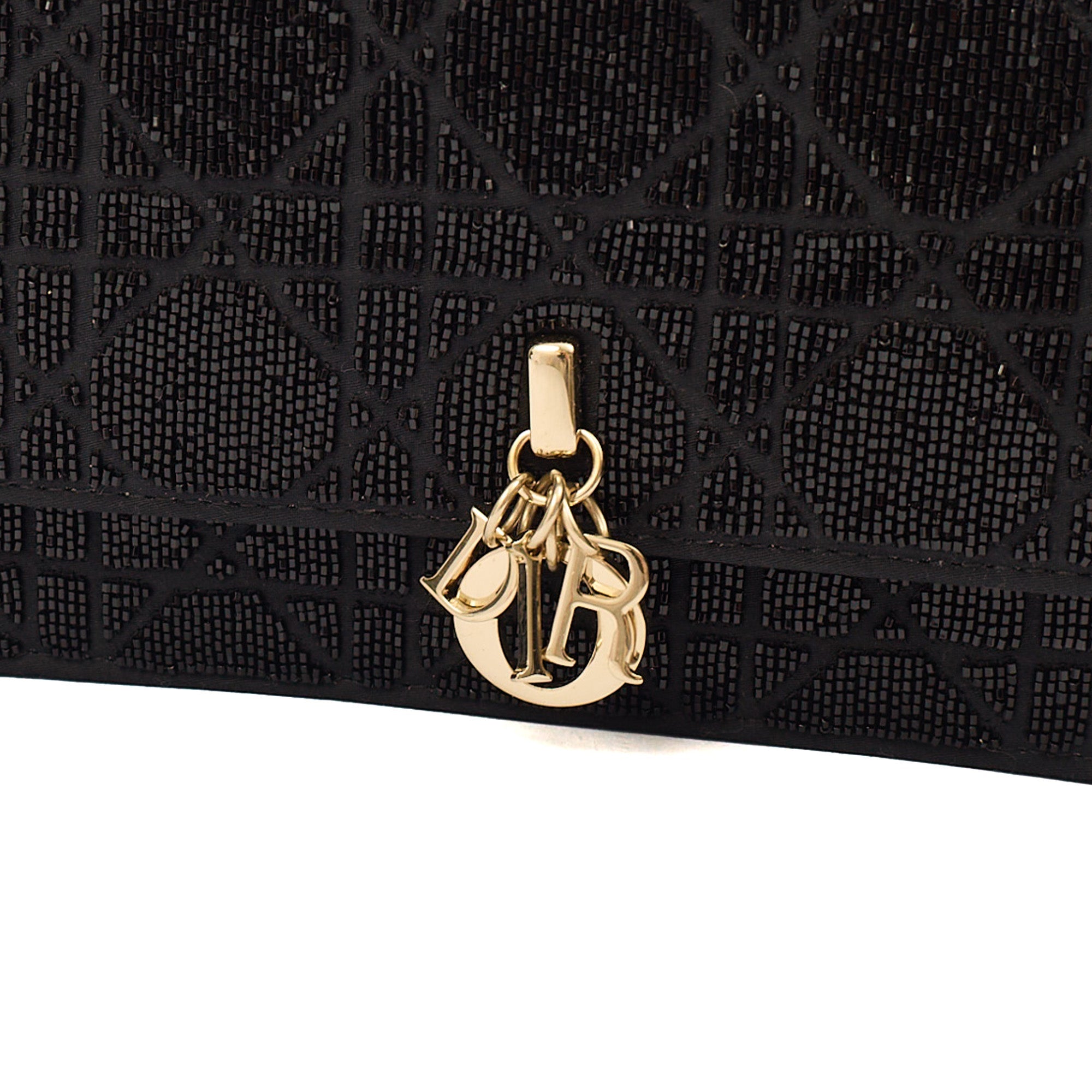 Christian Dior Cross Body My Dior Daily Chain Pouch in Black, Dior Oblique Embroidery