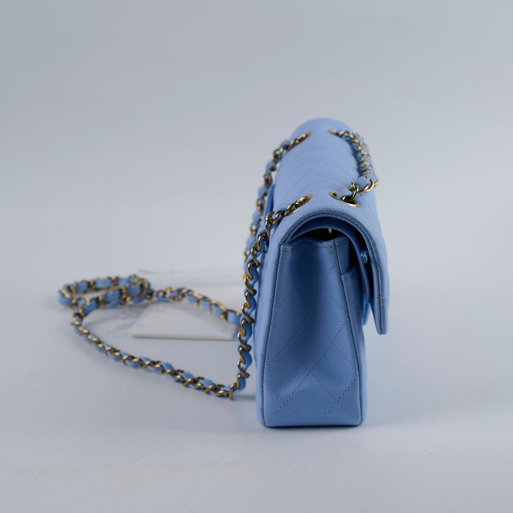 Chanel Small Classic Flap Caviar 23P SkyBlue (Microchipped)