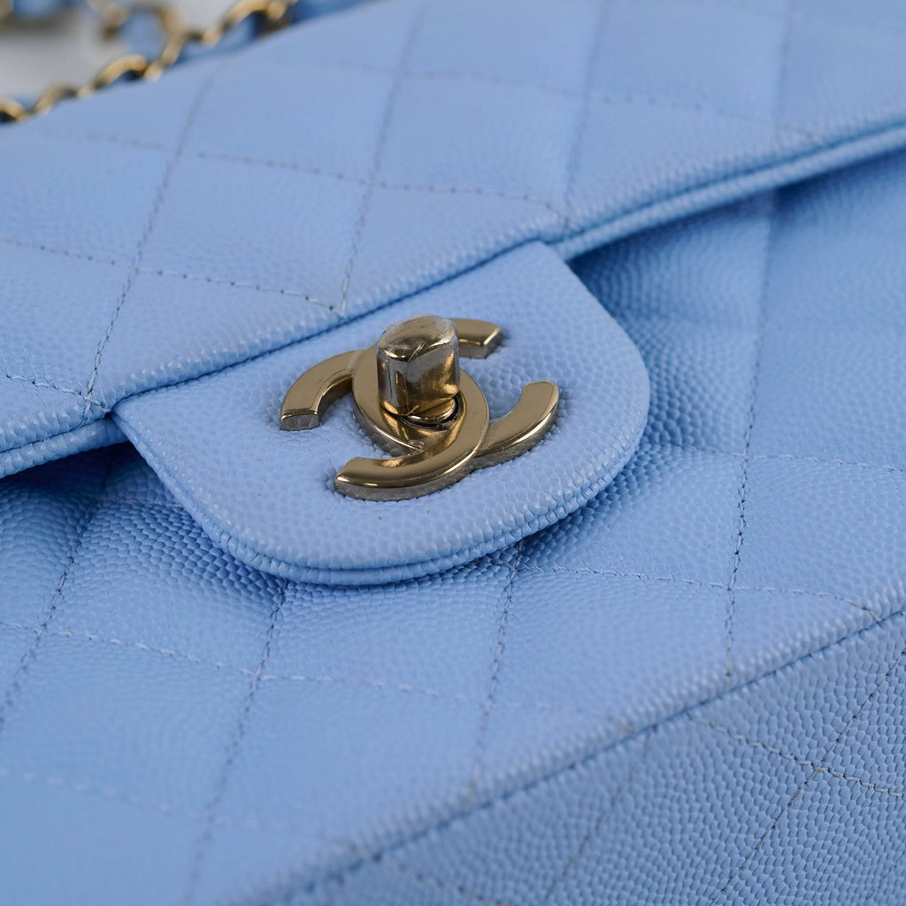 Chanel Small Classic Flap Caviar 23P SkyBlue (Microchipped)