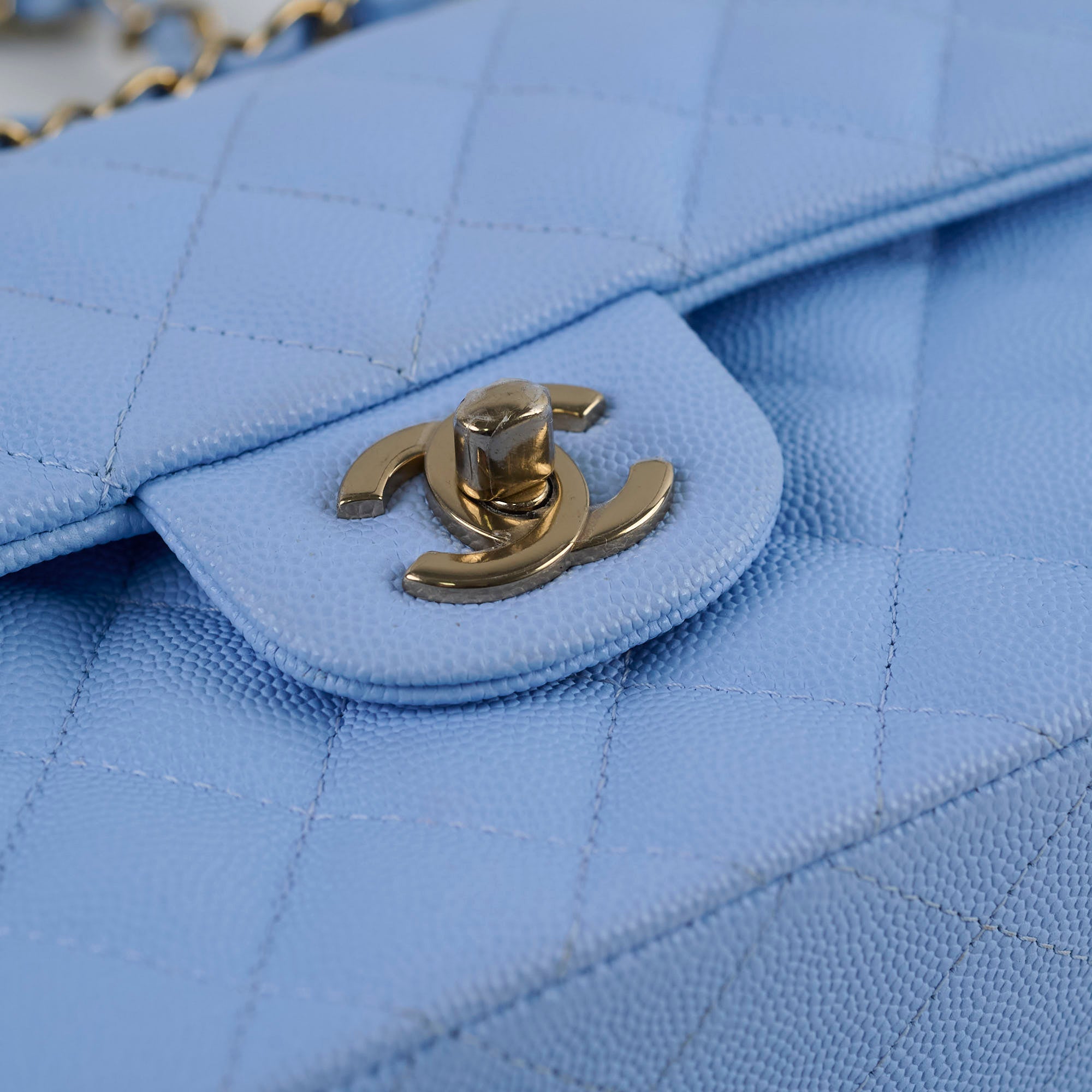 Chanel Small Classic Flap Caviar 23P SkyBlue (Microchipped)