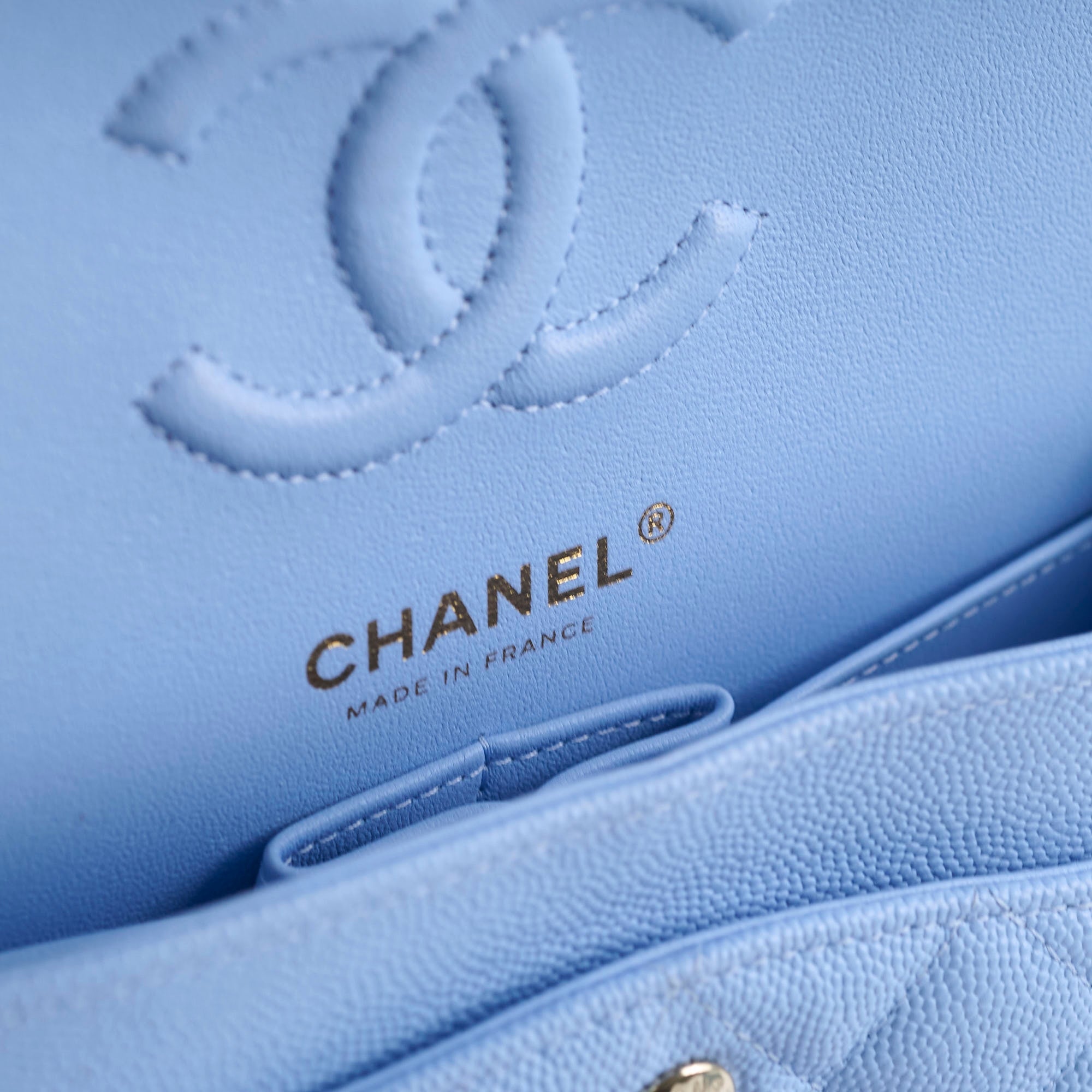 Chanel Small Classic Flap Caviar 23P SkyBlue (Microchipped)