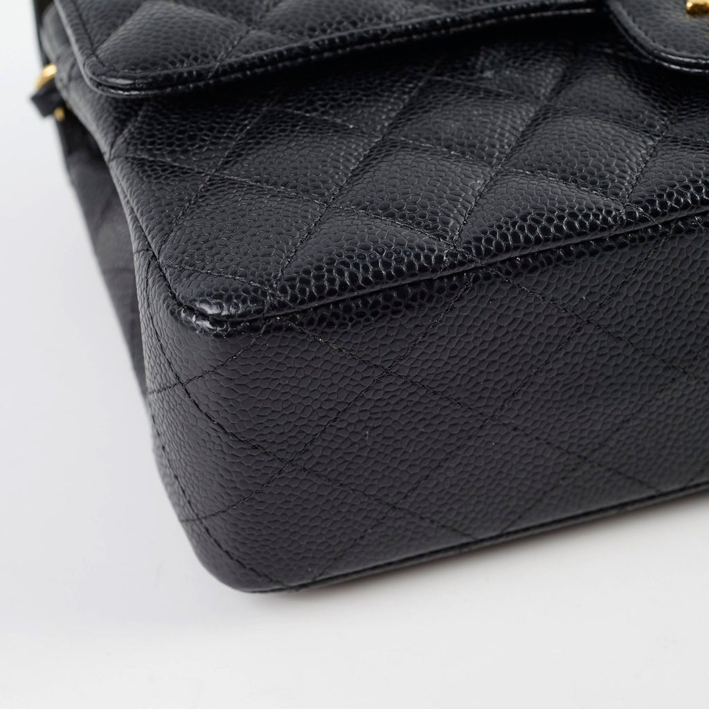 Chanel Medium/Large Caviar Double Classic Flap Black