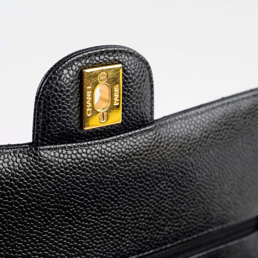 Chanel Medium/Large Caviar Double Classic Flap Black