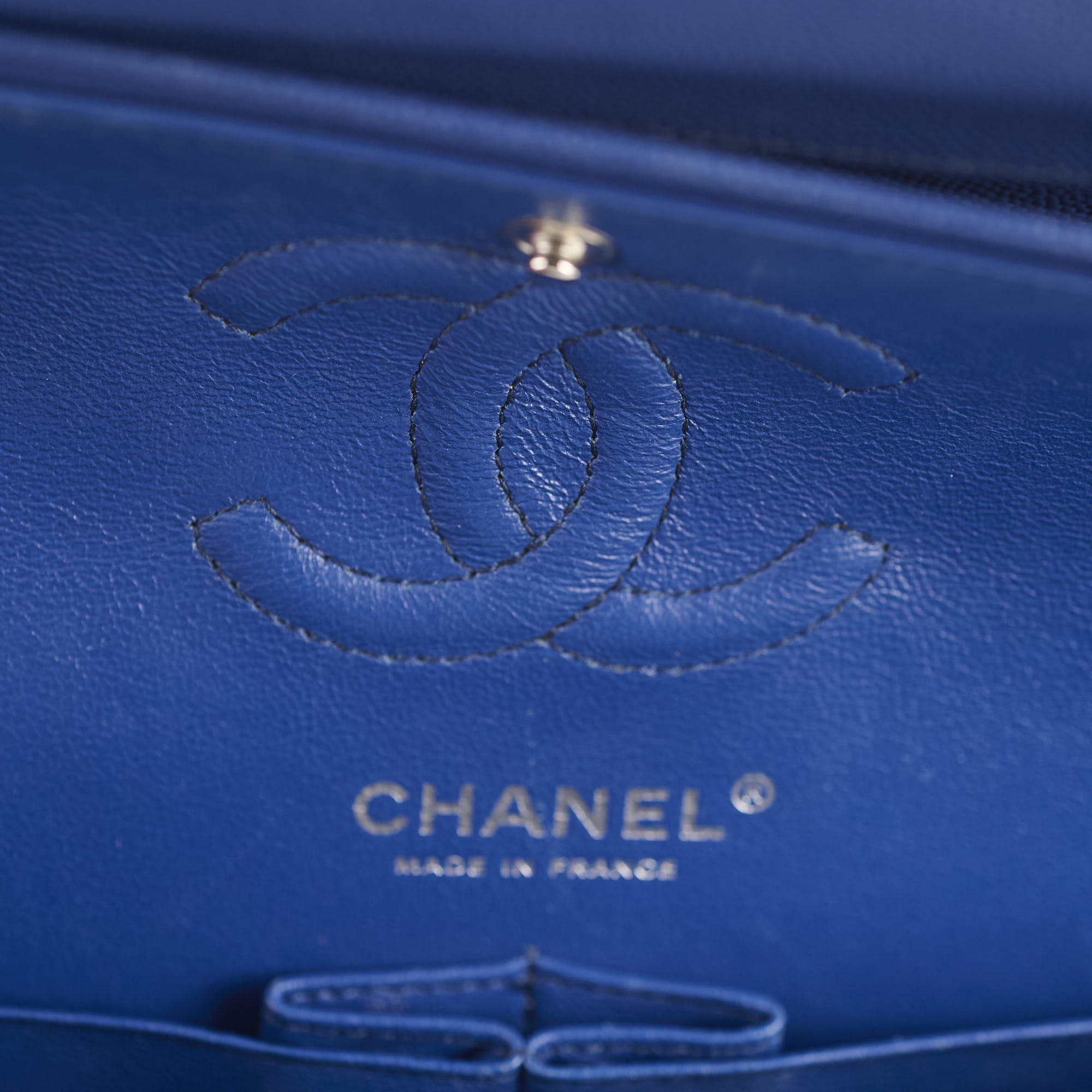 Chanel Caviar Chevron Small Classic Flap Blue Series 25
