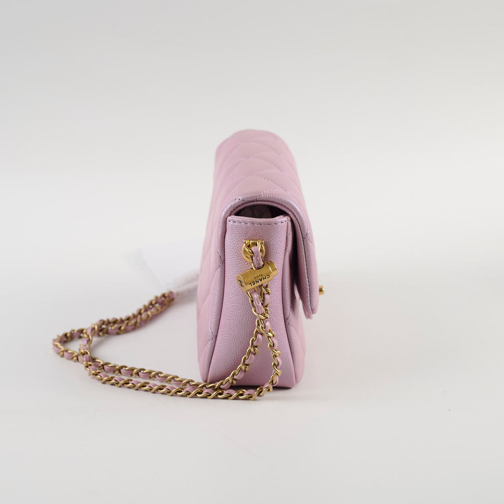 Chanel Caviar My Perfect Square Mini Iridescent Pink Microchip