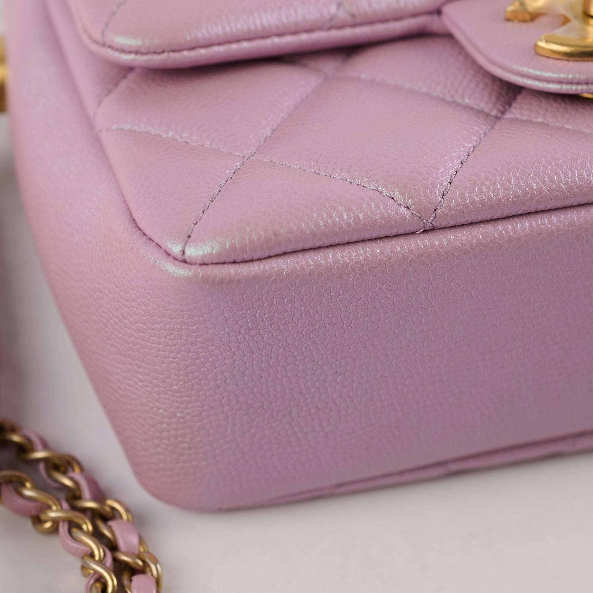 Chanel Caviar My Perfect Square Mini Iridescent Pink Microchip