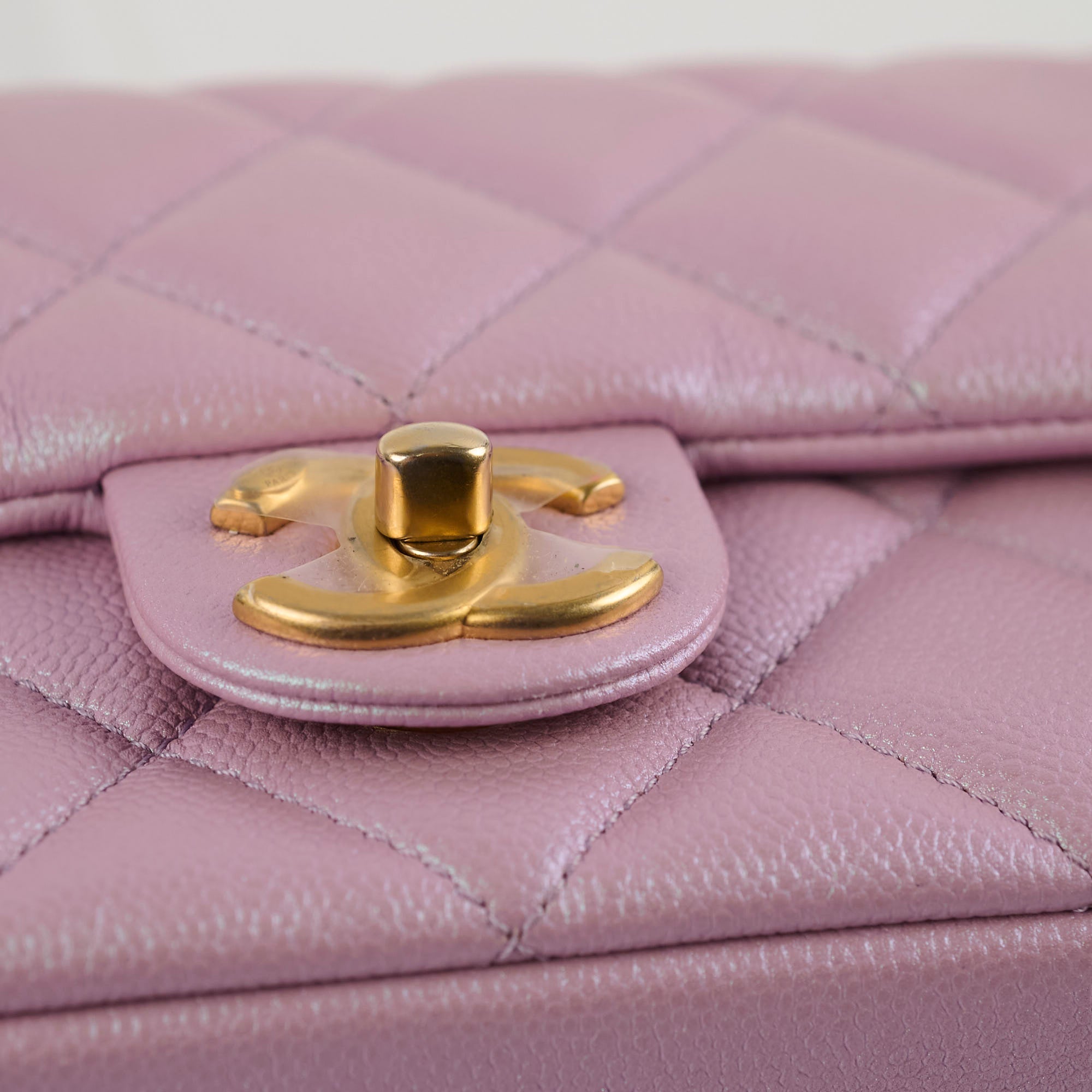 Chanel Caviar My Perfect Square Mini Iridescent Pink Microchip