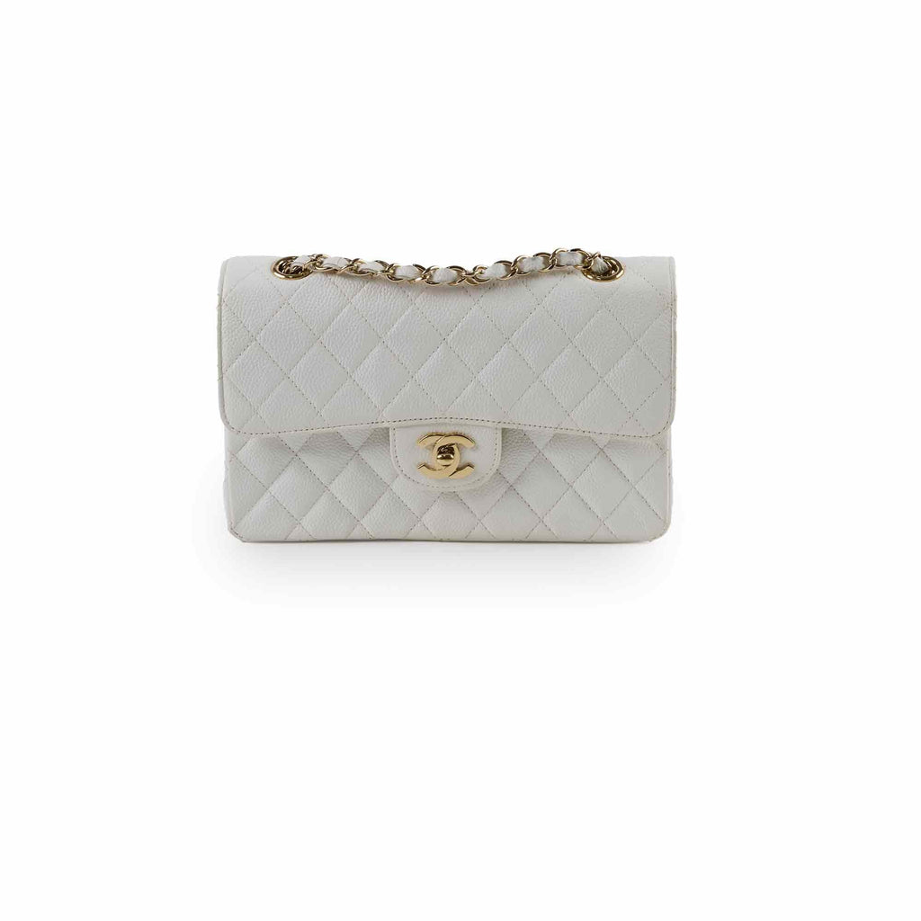 Chanel Small Caviar Double Classic Flap White