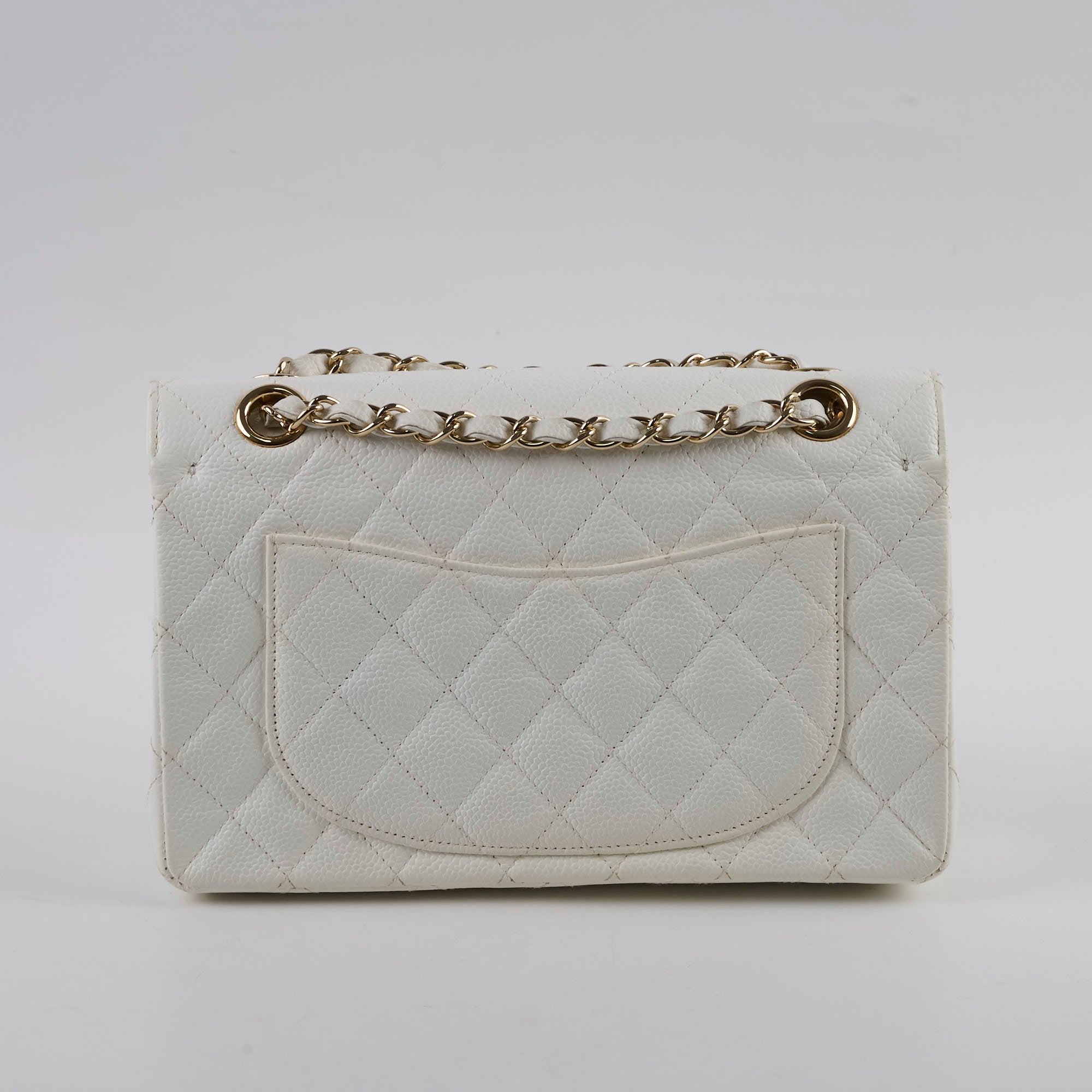 Chanel Small Caviar Double Classic Flap White