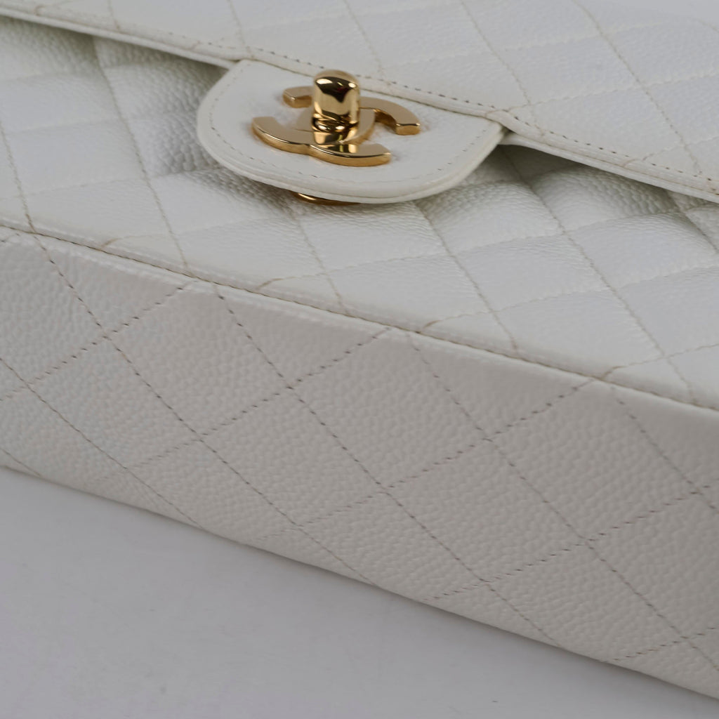 Chanel Small Caviar Double Classic Flap White