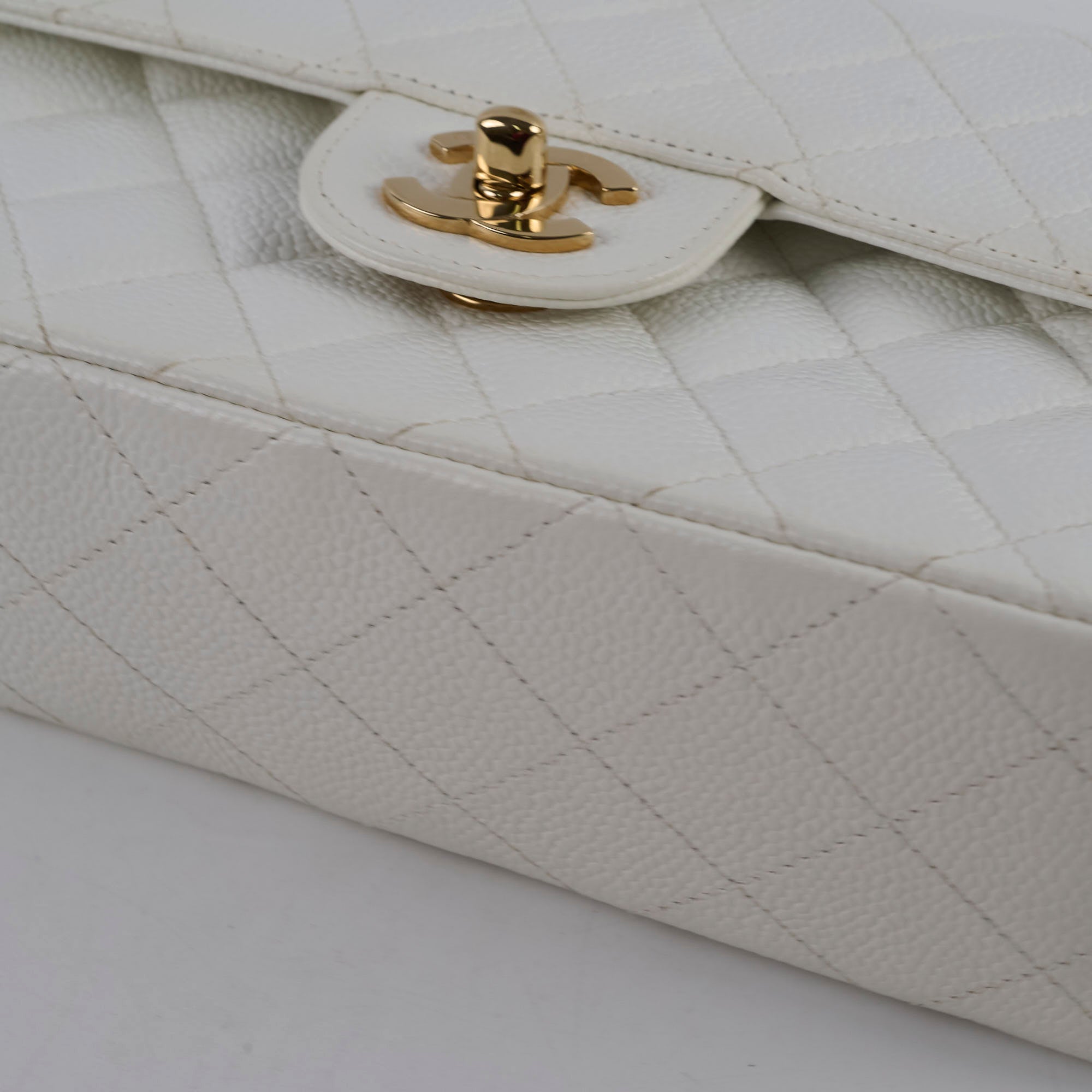 Chanel Small Caviar Double Classic Flap White