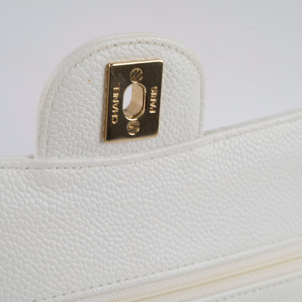 Chanel Small Caviar Double Classic Flap White