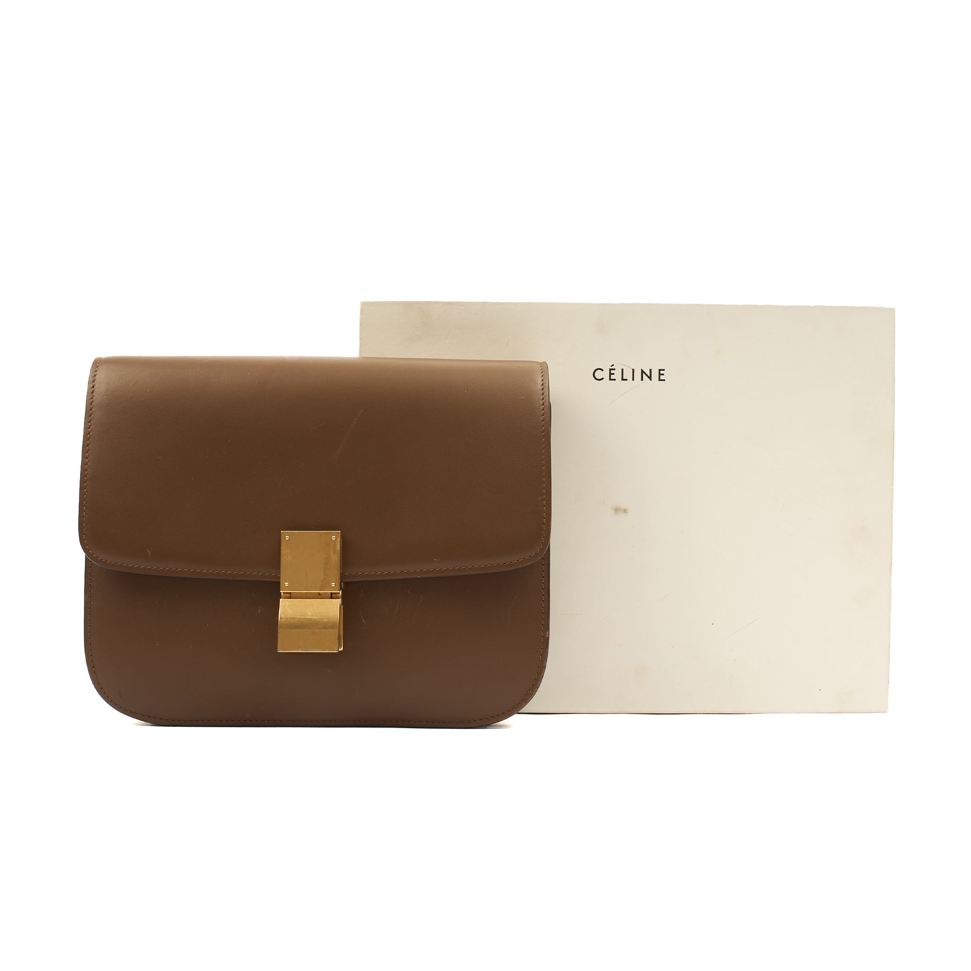 Celine Cross Body Box Bag - Medium in Brown, Box Calfskin
