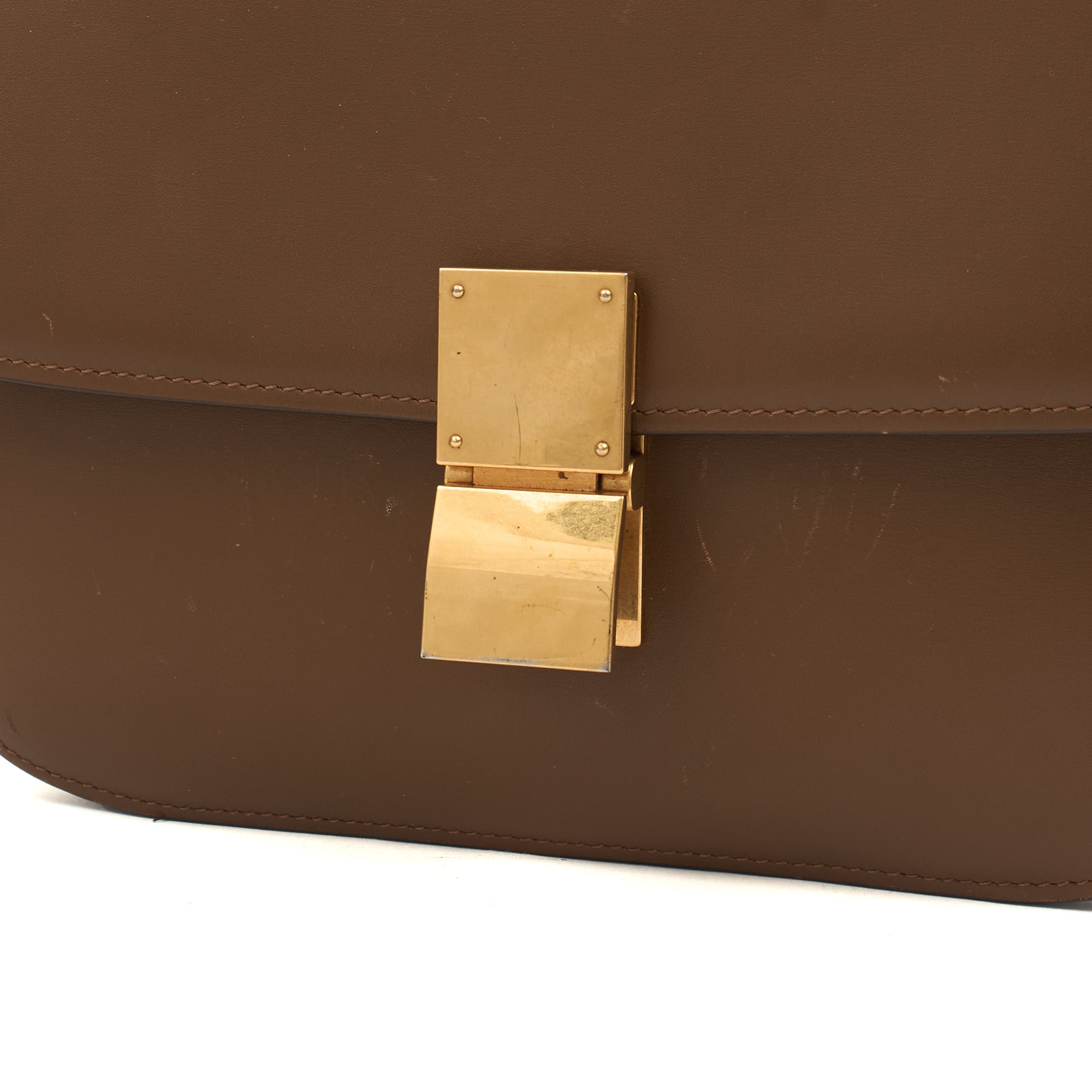 Celine Cross Body Box Bag - Medium in Brown, Box Calfskin