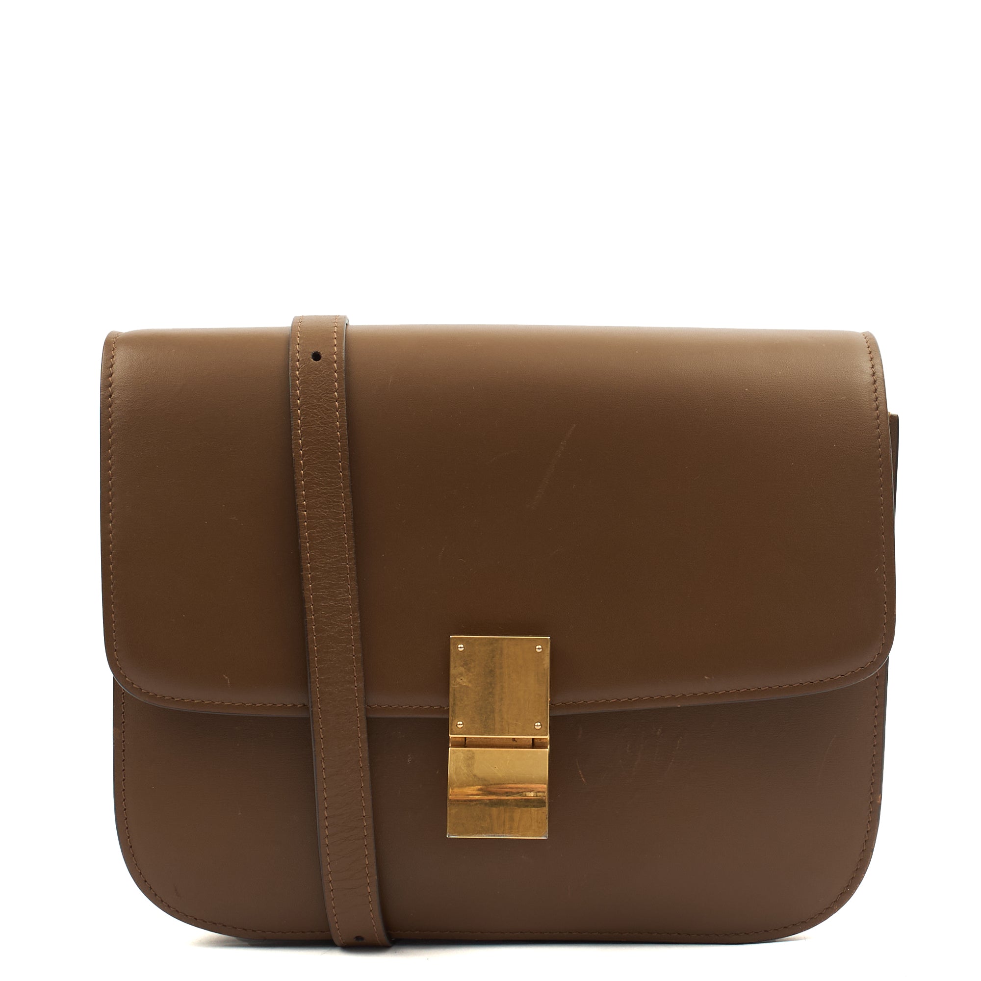 Celine Cross Body Box Bag - Medium in Brown, Box Calfskin