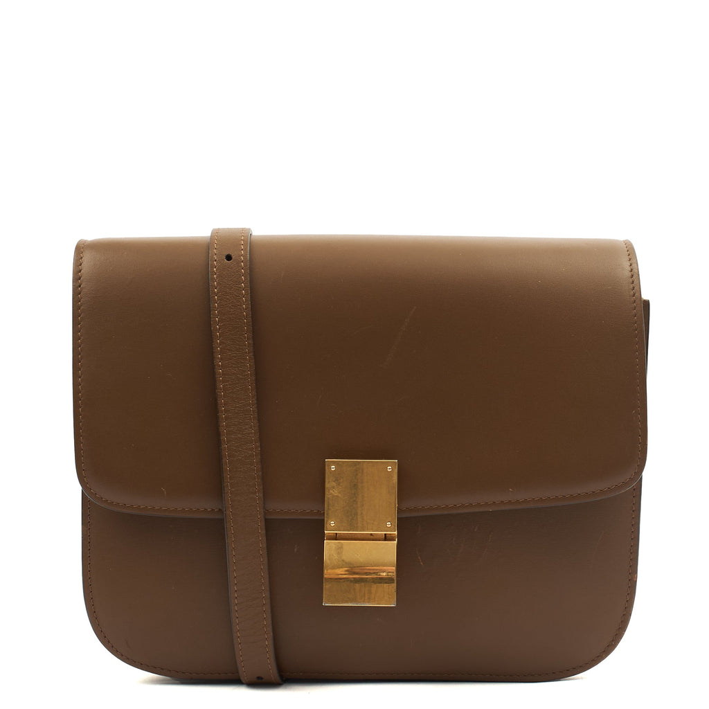 Celine Cross Body Box Bag - Medium in Brown, Box Calfskin