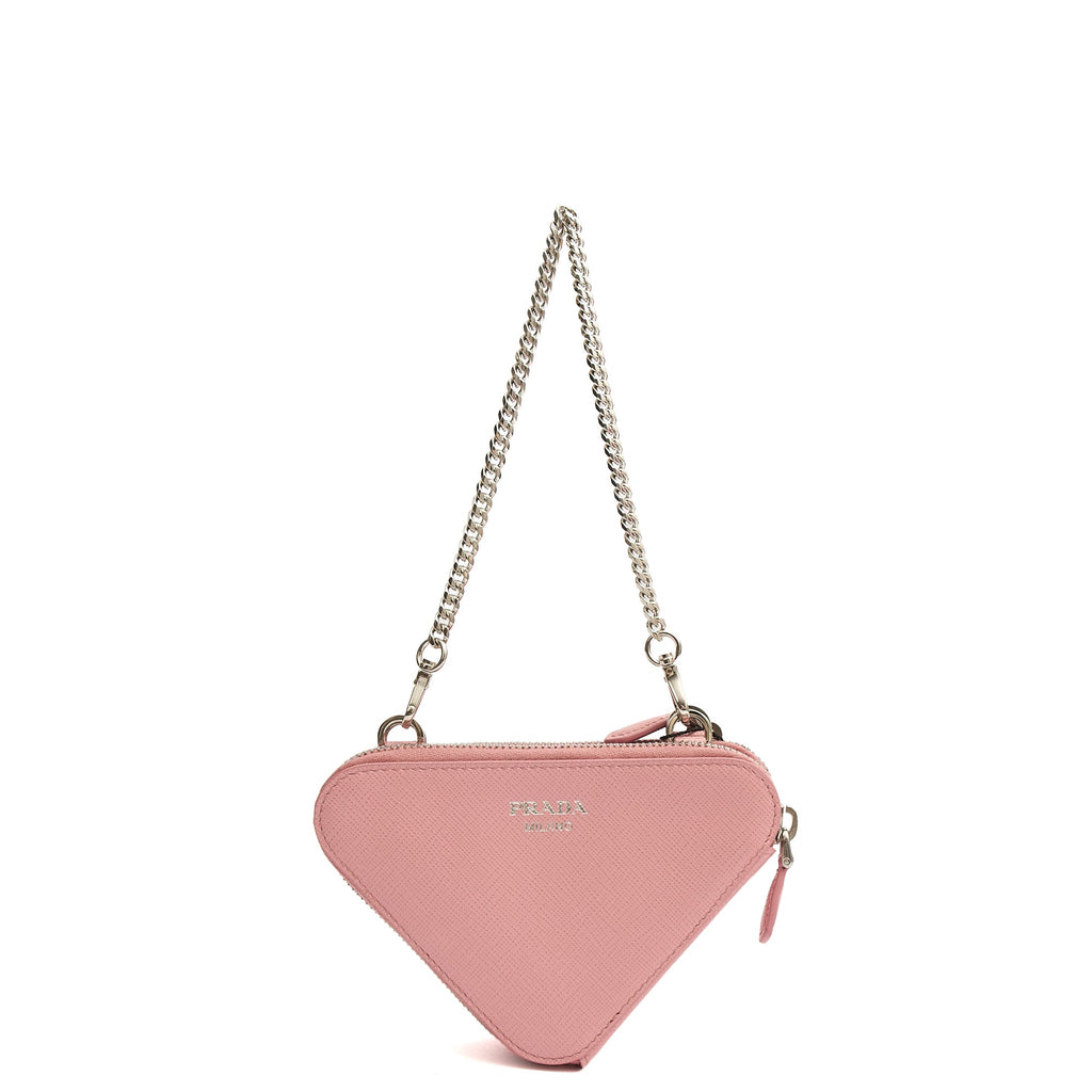 Prada Mini Bag Contenitori Mini Chain Wallet in Pink, Saffiano Leather