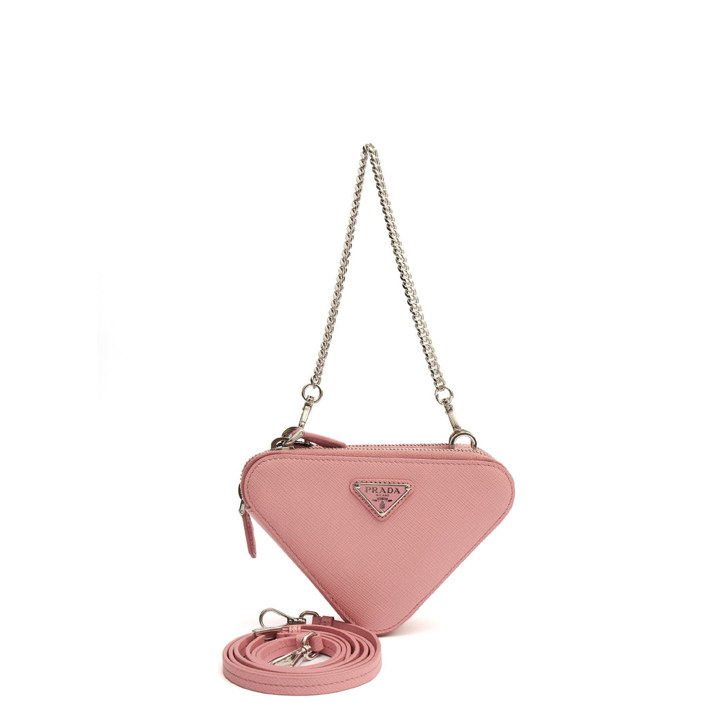 Prada Mini Bag Contenitori Mini Chain Wallet in Pink, Saffiano Leather
