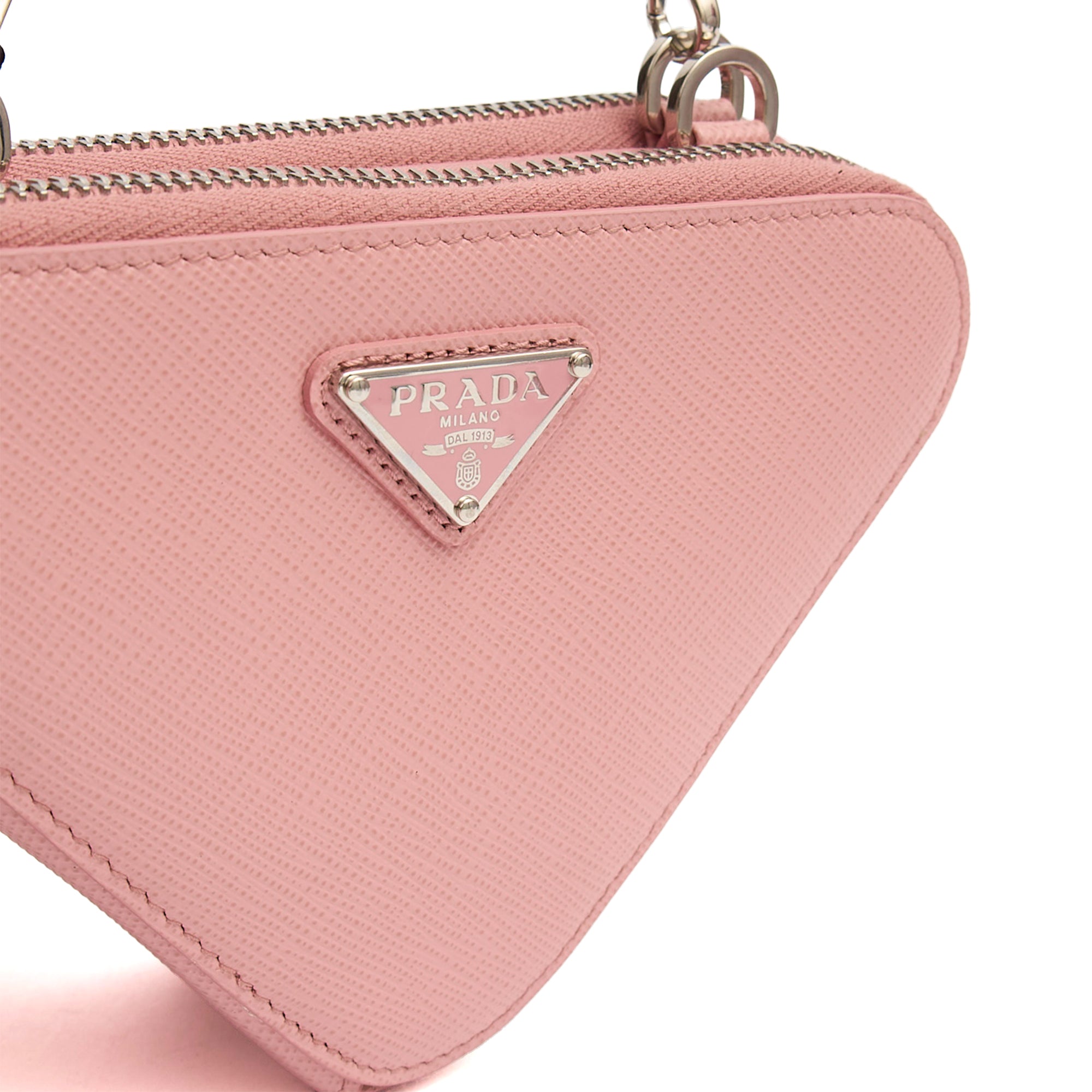 Prada Mini Bag Contenitori Mini Chain Wallet in Pink, Saffiano Leather