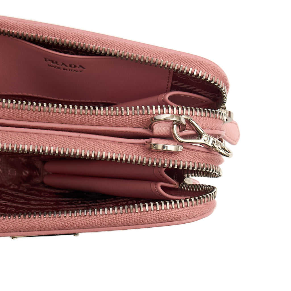 Prada Mini Bag Contenitori Mini Chain Wallet in Pink, Saffiano Leather