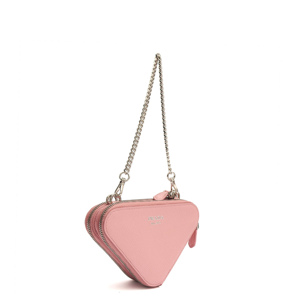 Prada Mini Bag Contenitori Mini Chain Wallet in Pink, Saffiano Leather