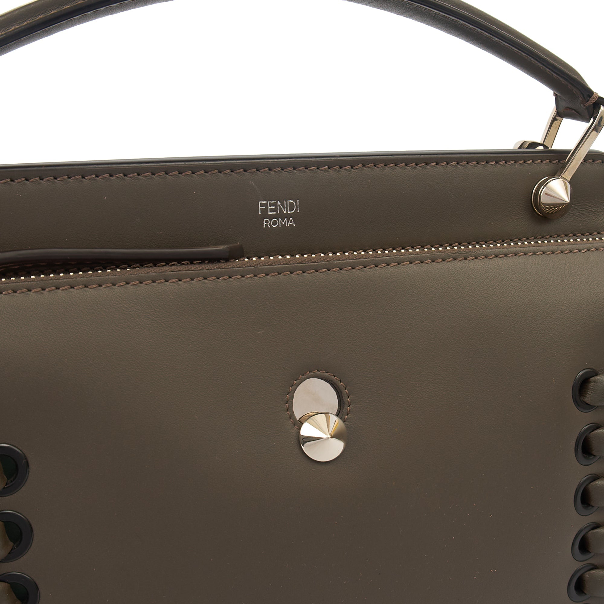 Fendi Tote Dot Com in Grey, Leather
