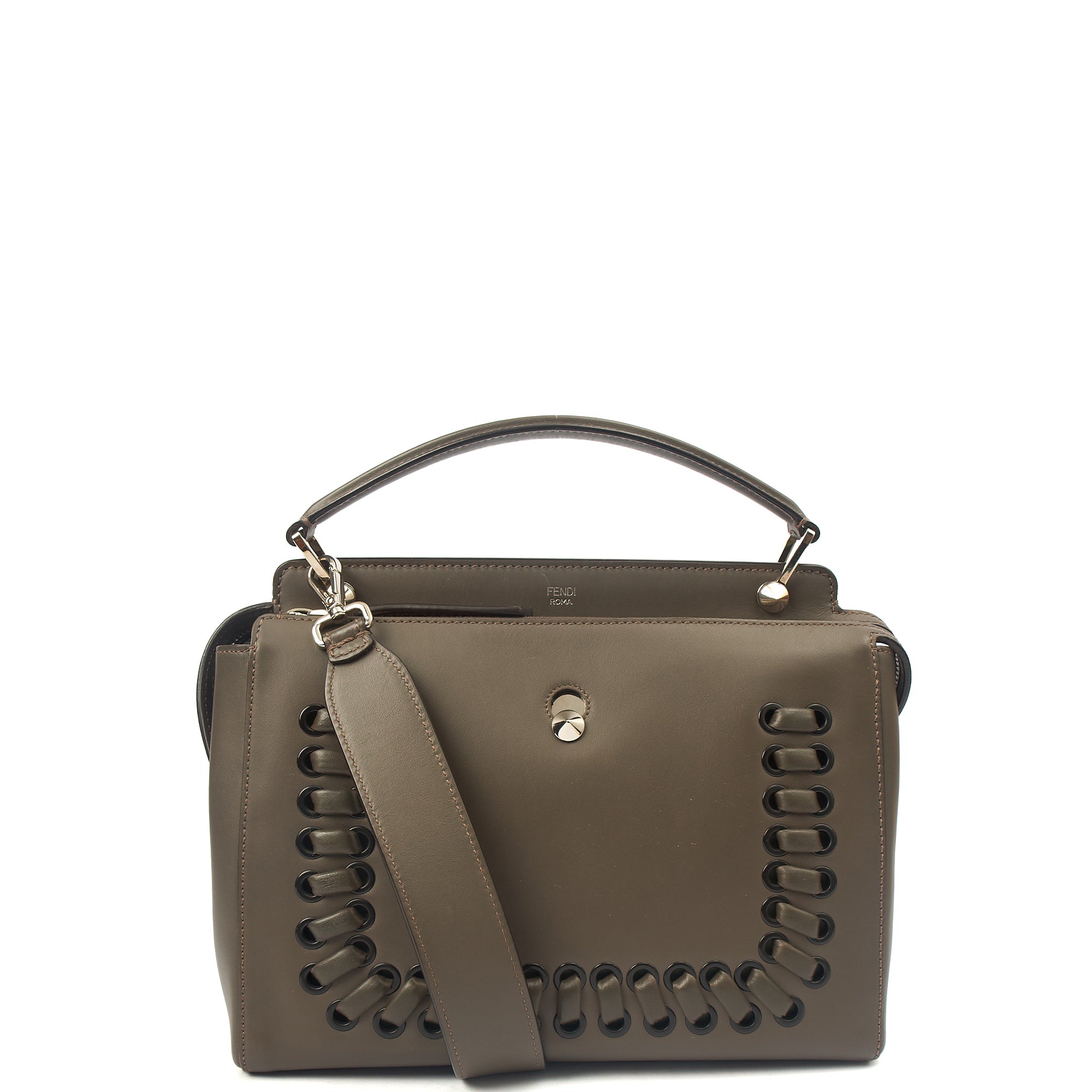 Fendi Tote Dot Com in Grey, Leather