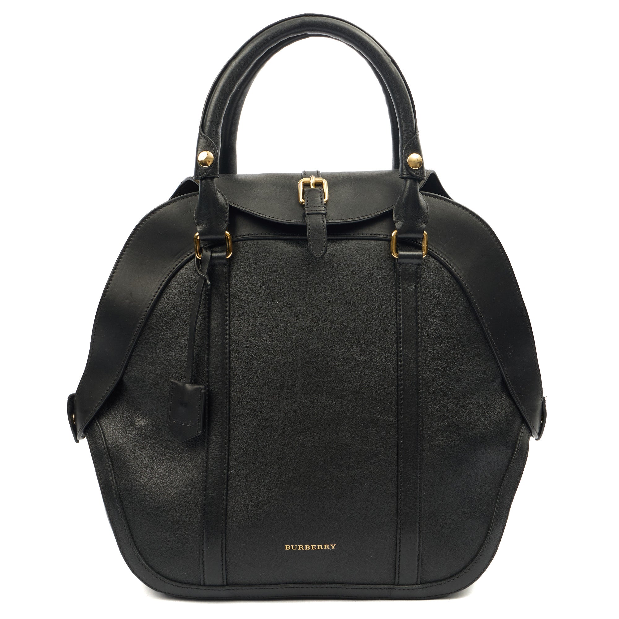 Burberry Top Handle Orchard Bowling Bag- Medium in Black, Leather