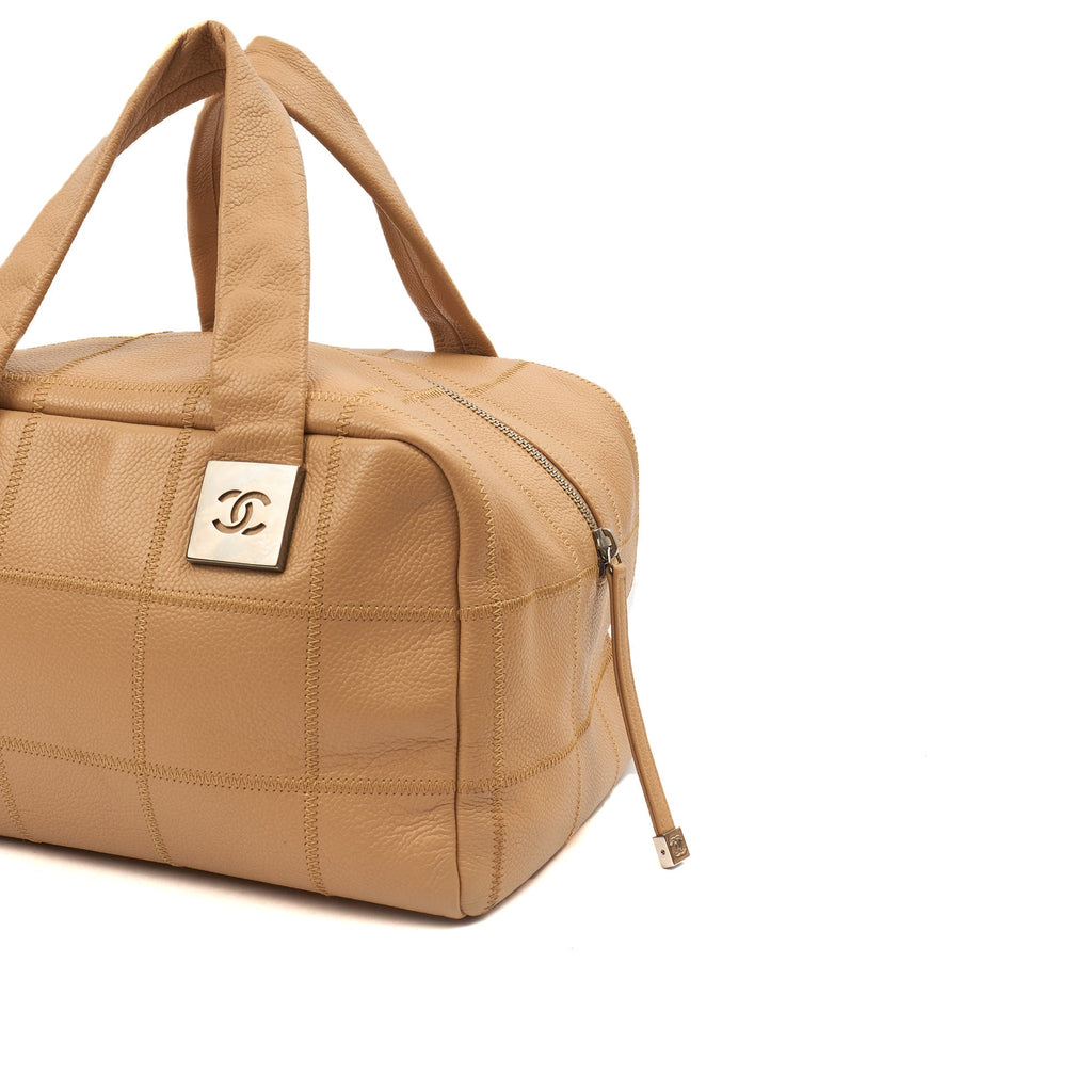 Chanel LAX Square Quilted Bowler Bag in Neutral, Calfskin Leather