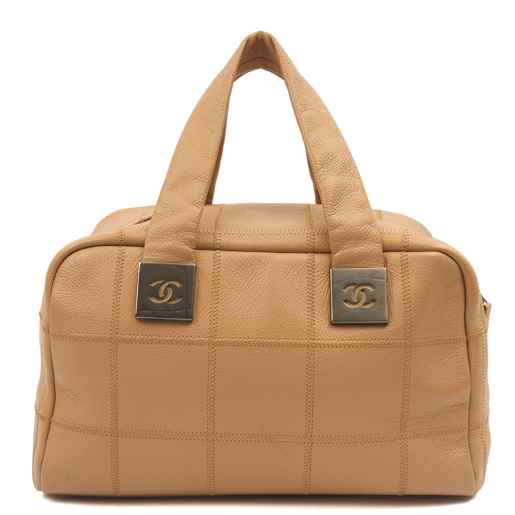 Chanel LAX Square Quilted Bowler Bag in Neutral, Calfskin Leather