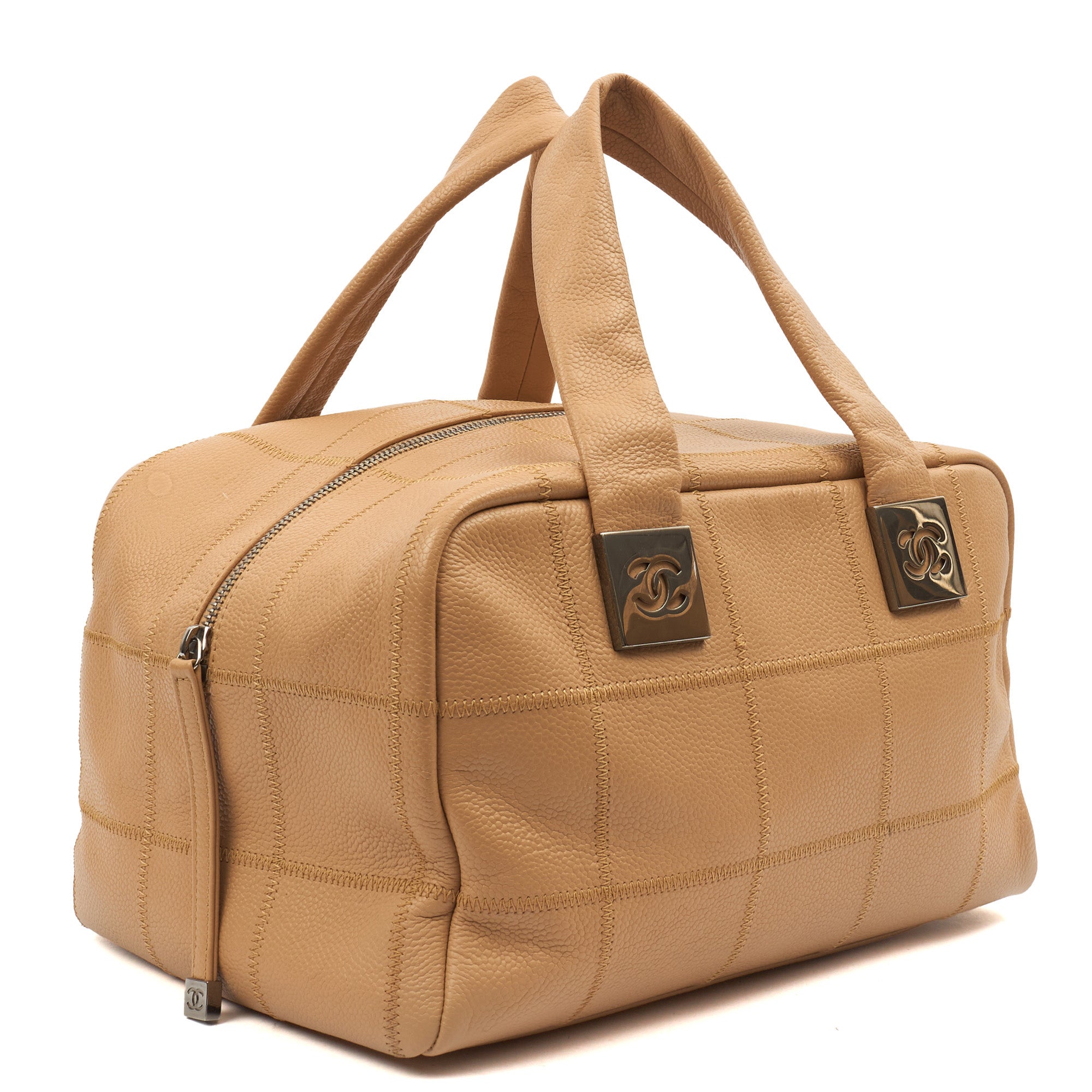 Chanel LAX Square Quilted Bowler Bag in Neutral, Calfskin Leather