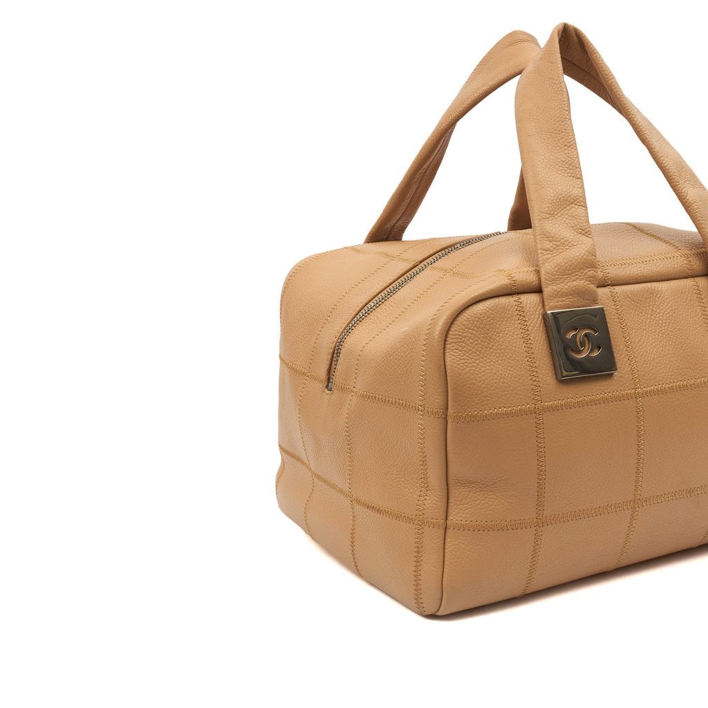 Chanel LAX Square Quilted Bowler Bag in Neutral, Calfskin Leather