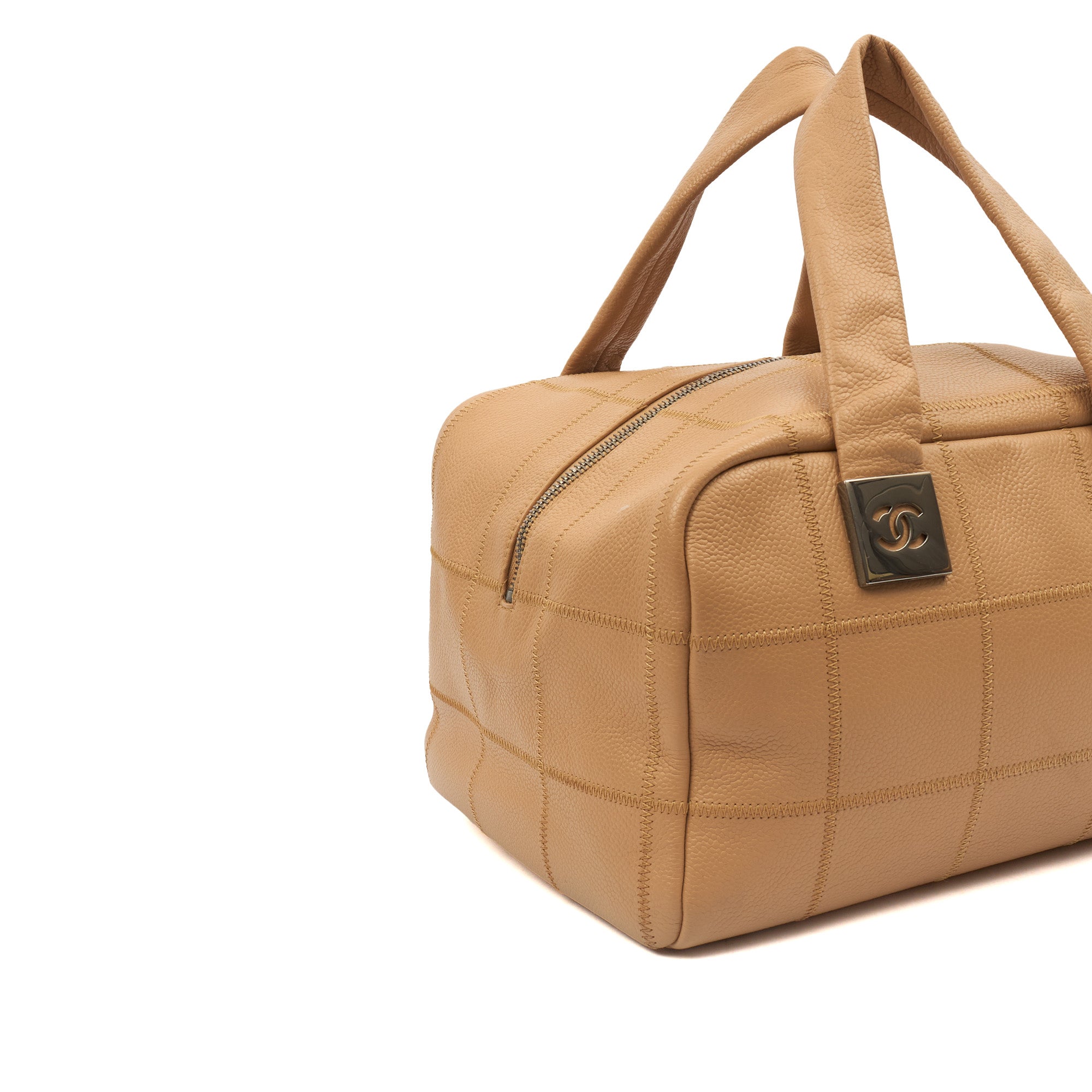 Chanel LAX Square Quilted Bowler Bag in Neutral, Calfskin Leather