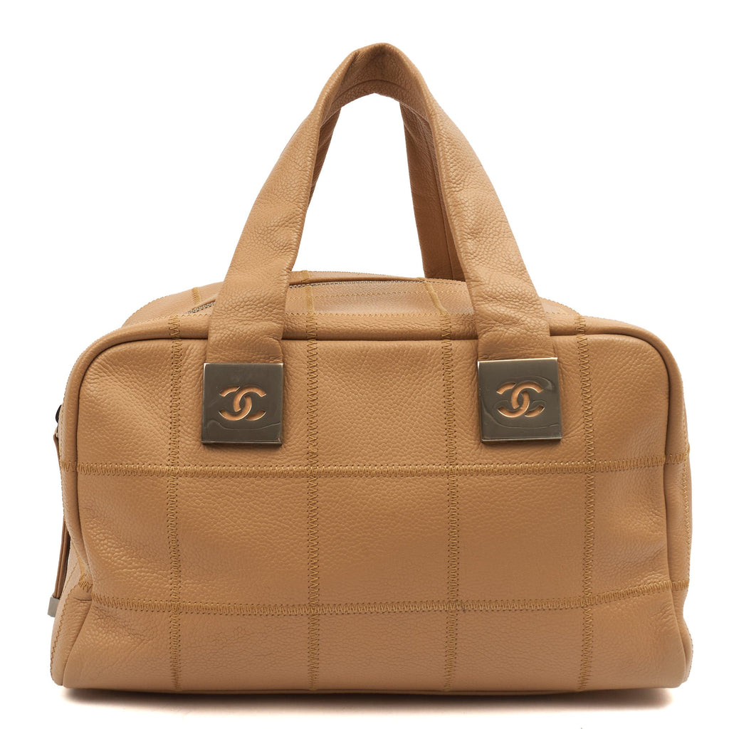 Chanel LAX Square Quilted Bowler Bag in Neutral, Calfskin Leather