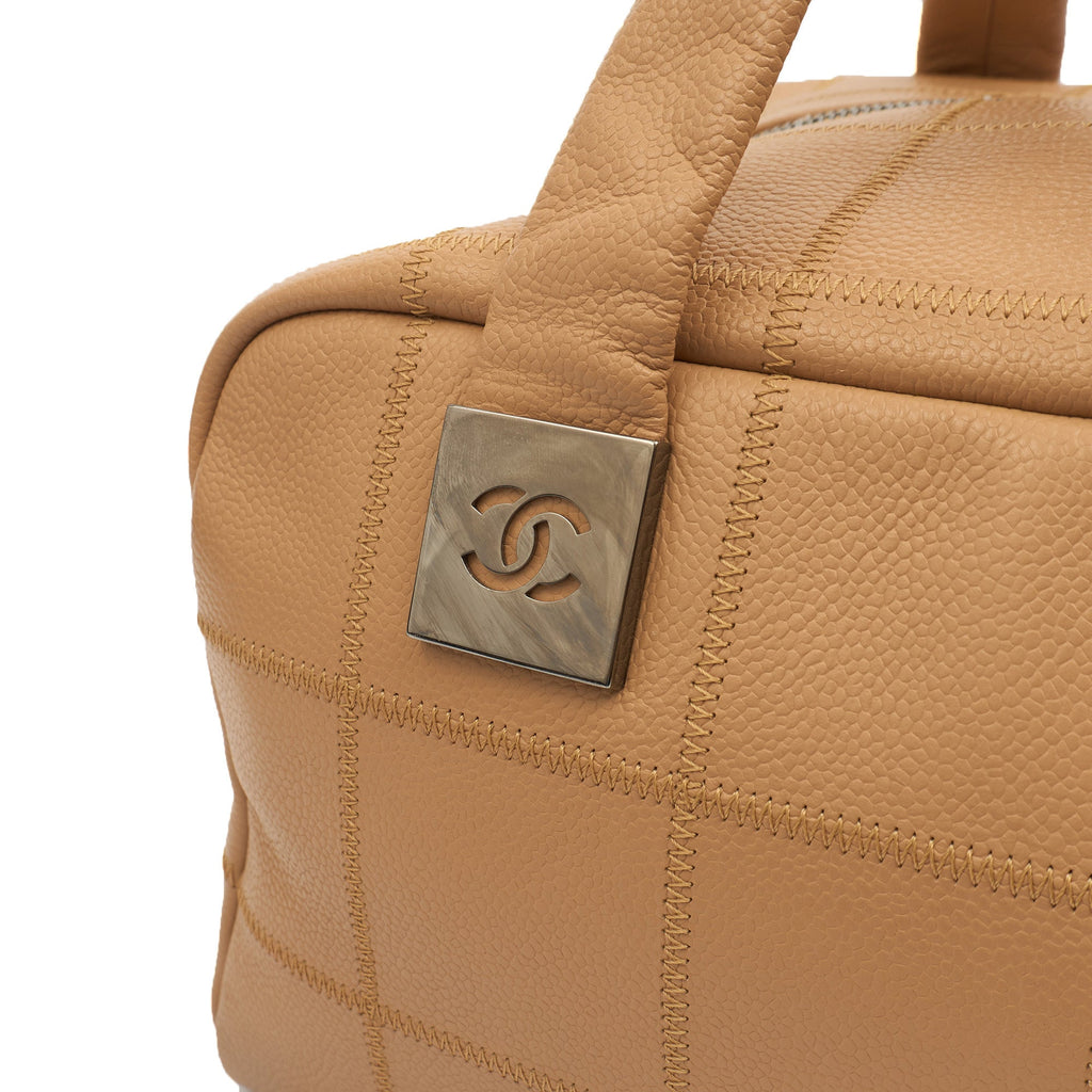 Chanel LAX Square Quilted Bowler Bag in Neutral, Calfskin Leather