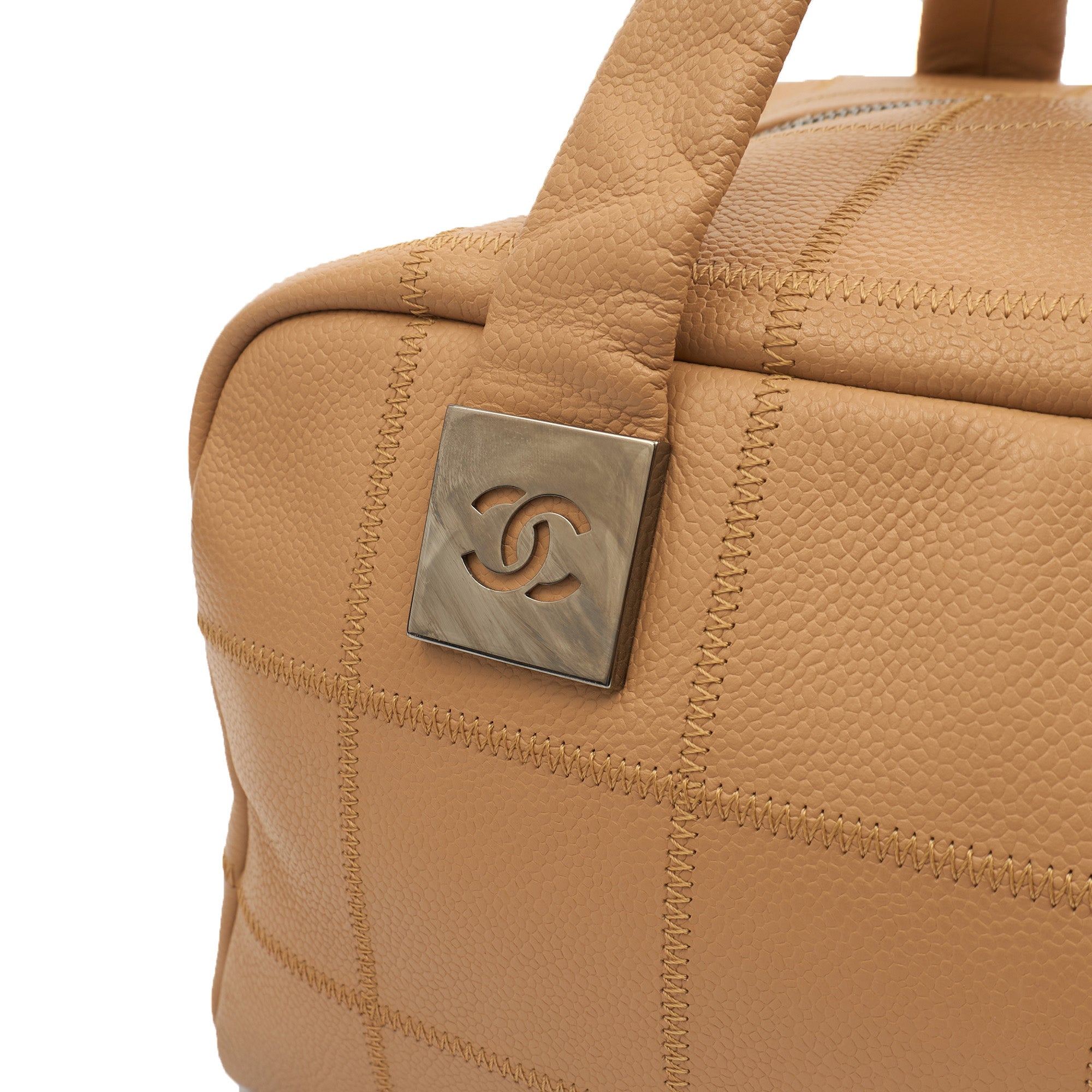 Chanel LAX Square Quilted Bowler Bag in Neutral, Calfskin Leather