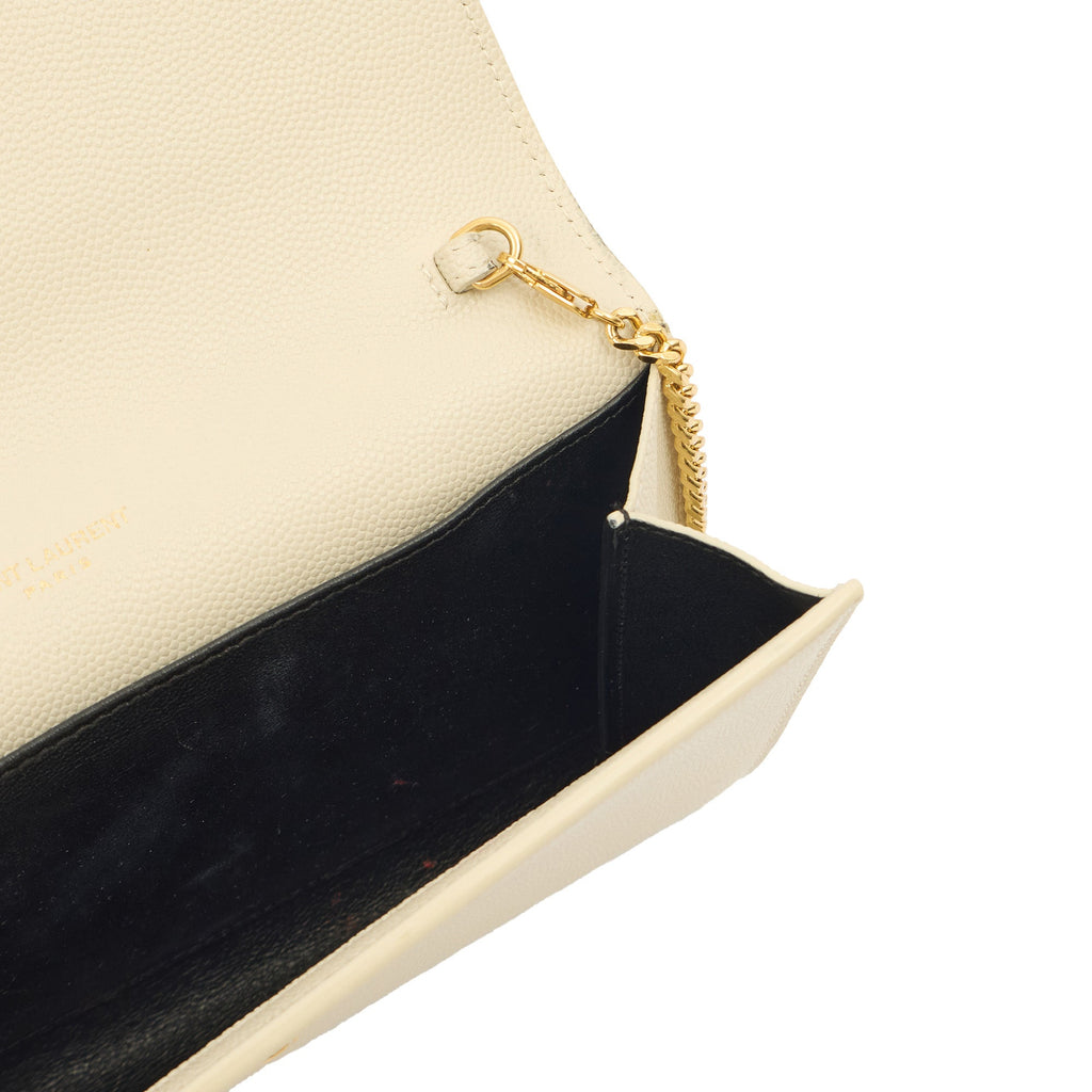 Saint Laurent Cross Body Uptown Chain Wallet in Neutral, Leather