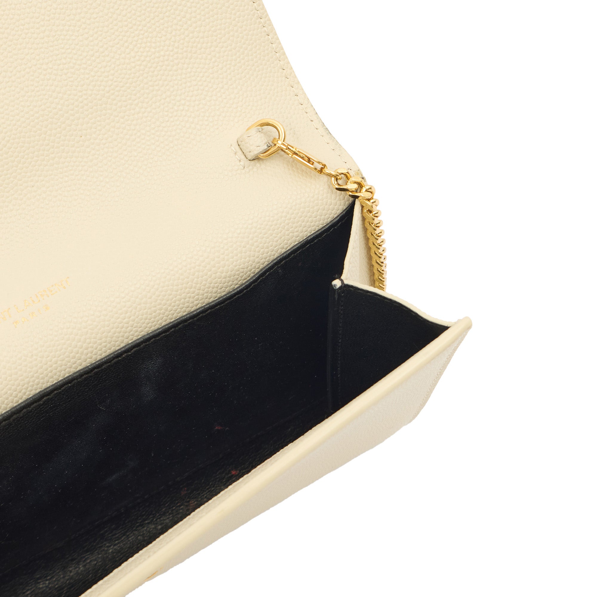 Saint Laurent Cross Body Uptown Chain Wallet in Neutral, Leather