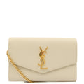 Saint Laurent Cross Body Uptown Chain Wallet in Neutral, Leather
