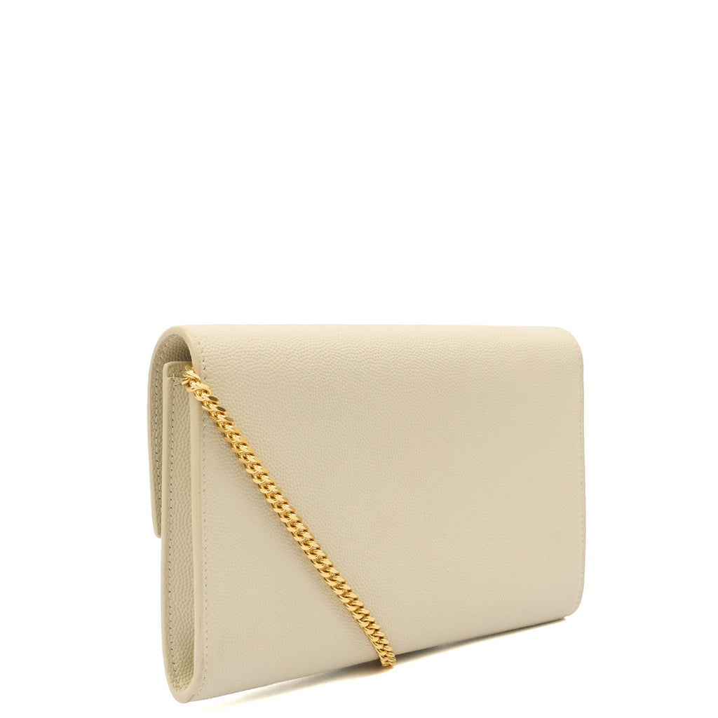 Saint Laurent Cross Body Uptown Chain Wallet in Neutral, Leather