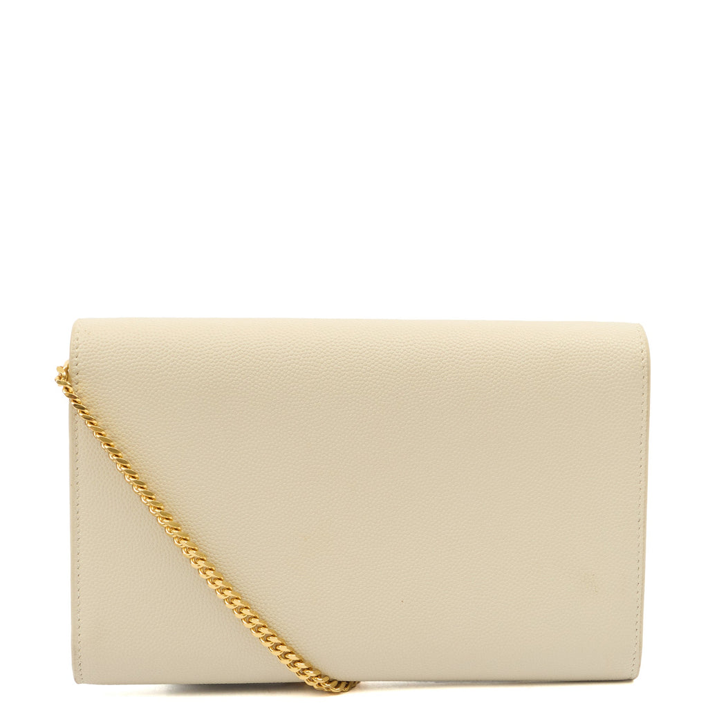 Saint Laurent Cross Body Uptown Chain Wallet in Neutral, Leather