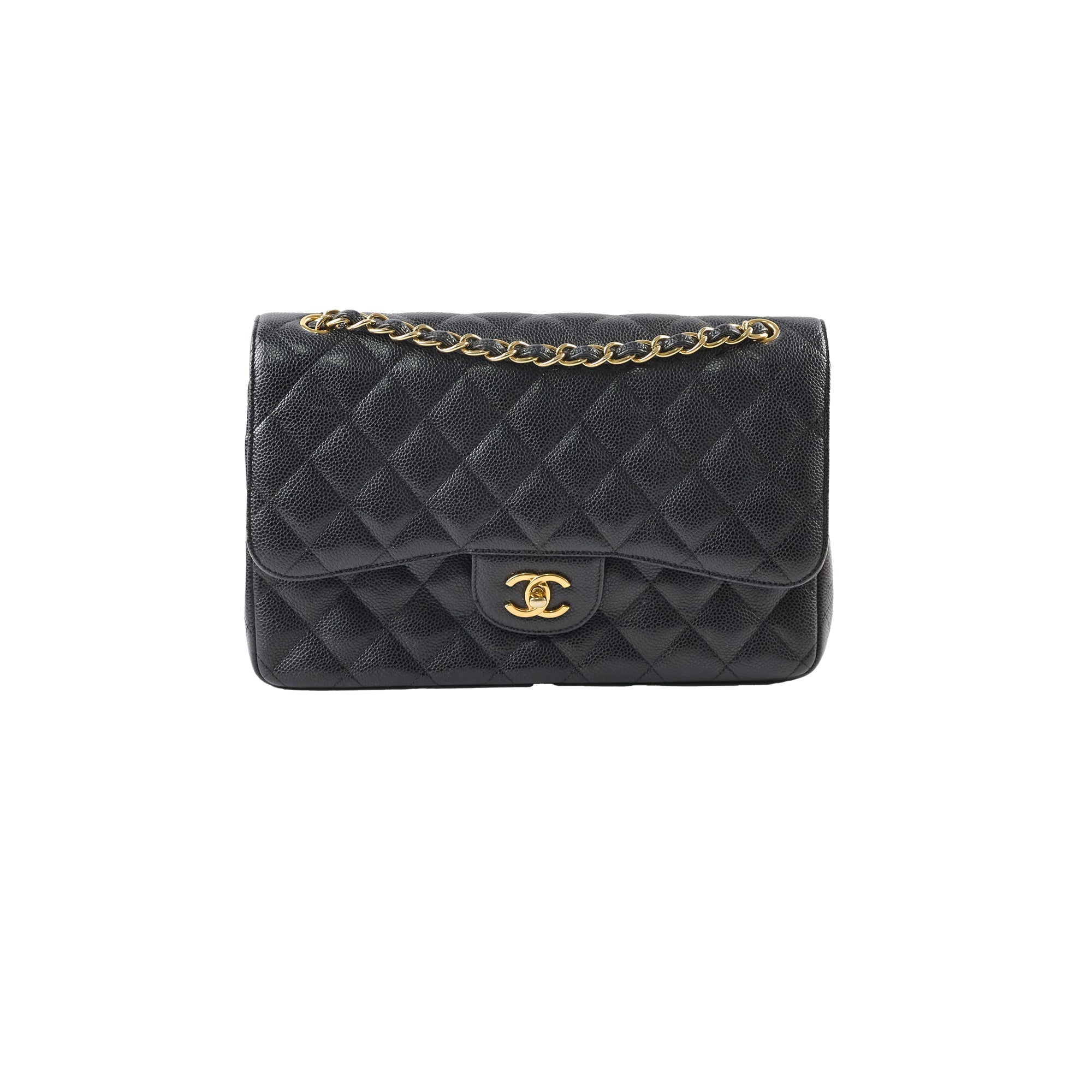 Chanel Jumbo Double Classic Flap Caviar Black Serial 18