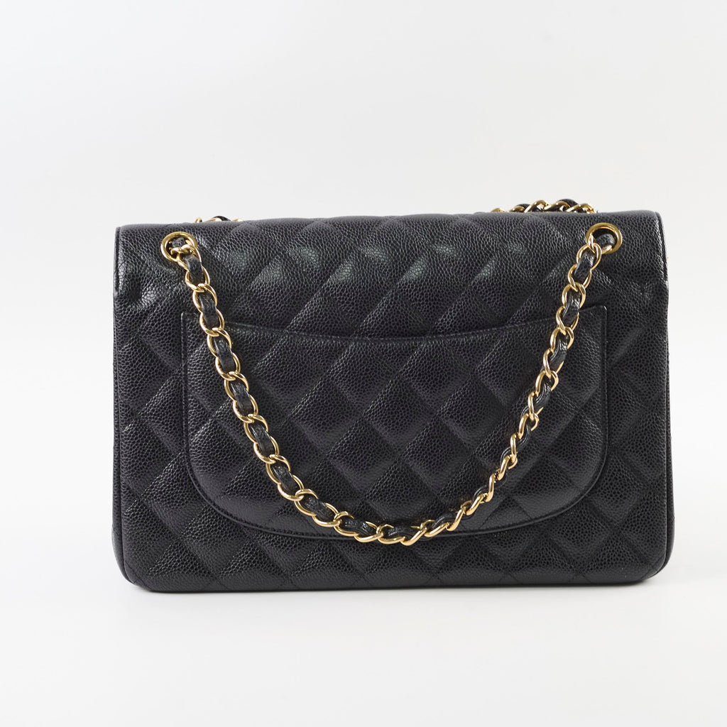 Chanel Jumbo Double Classic Flap Caviar Black Serial 18