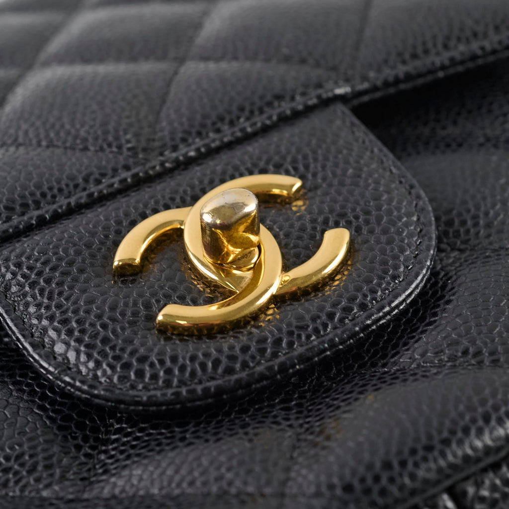 Chanel Jumbo Double Classic Flap Caviar Black Serial 18