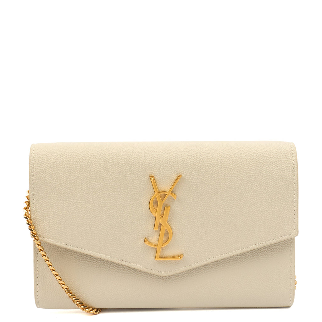 Saint Laurent Cross Body Envelope Chain Wallet in invalid, Leather
