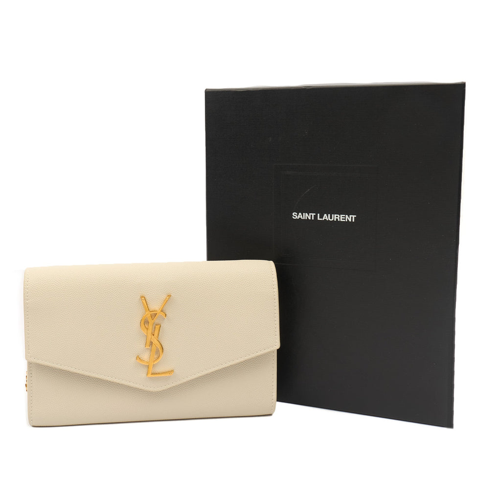 Saint Laurent Cross Body Envelope Chain Wallet in invalid, Leather