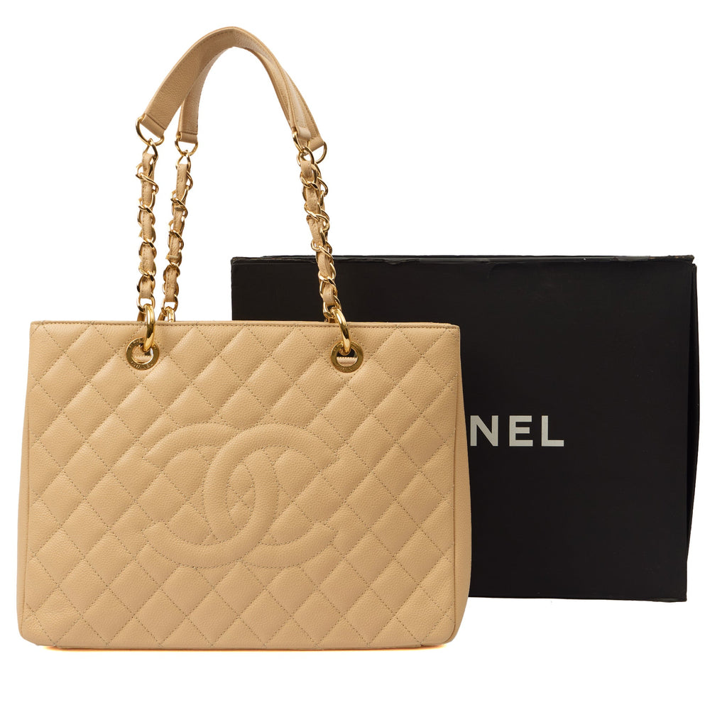 Chanel Tote Grand Shopping Tote in Neutral, Caviar Leather