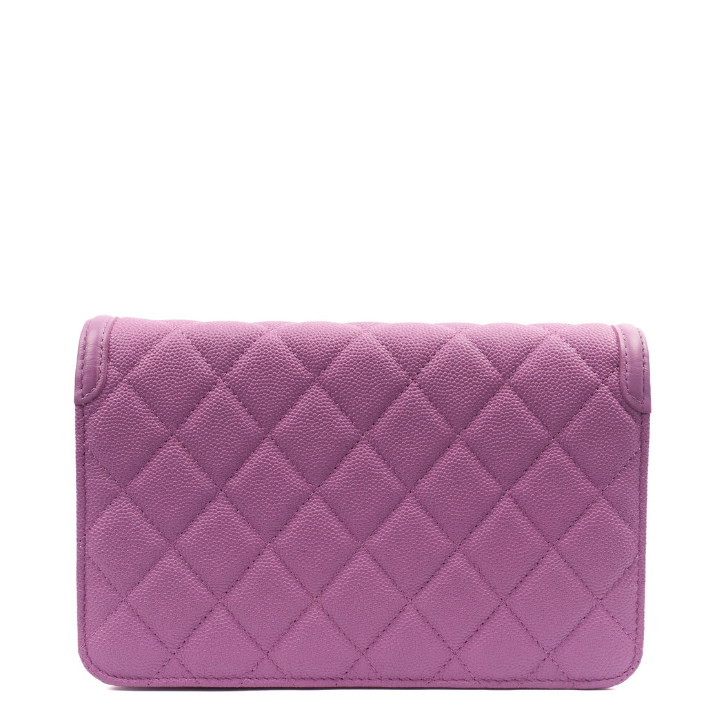 Chanel Cross Body CC Filigree Clutch With Chain in Purple, Caviar Leather