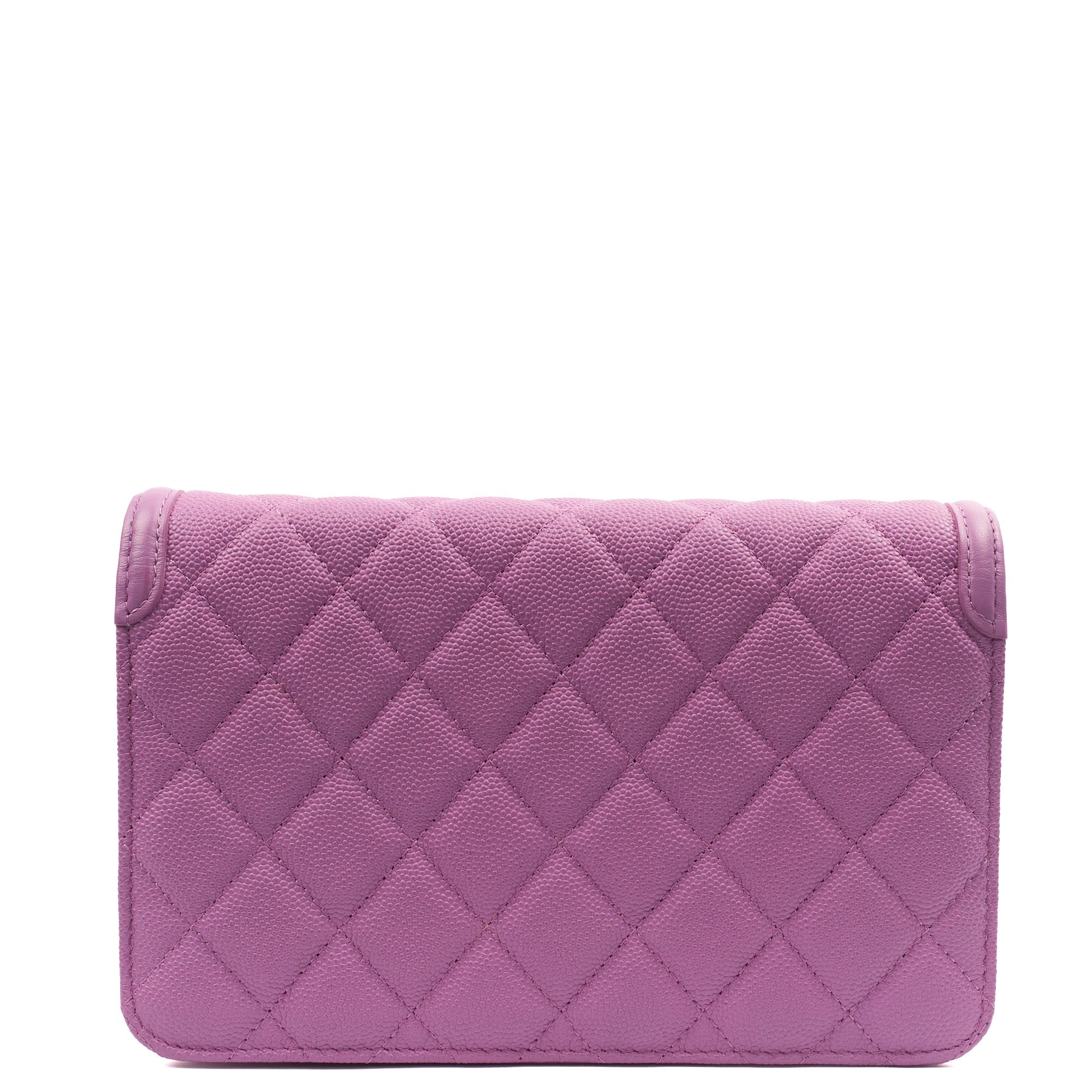 Chanel Cross Body CC Filigree Clutch With Chain in Purple, Caviar Leather