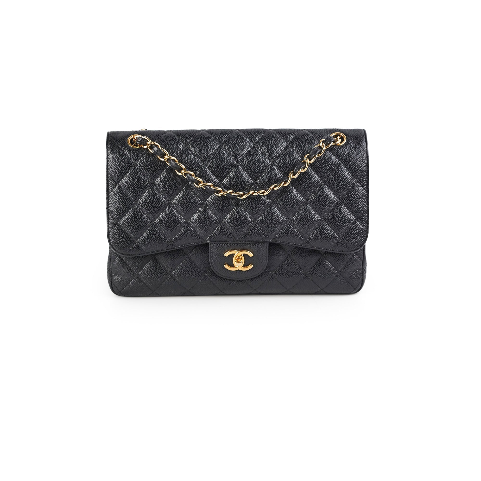 Chanel Caviar Double Classic Flap Jumbo Black